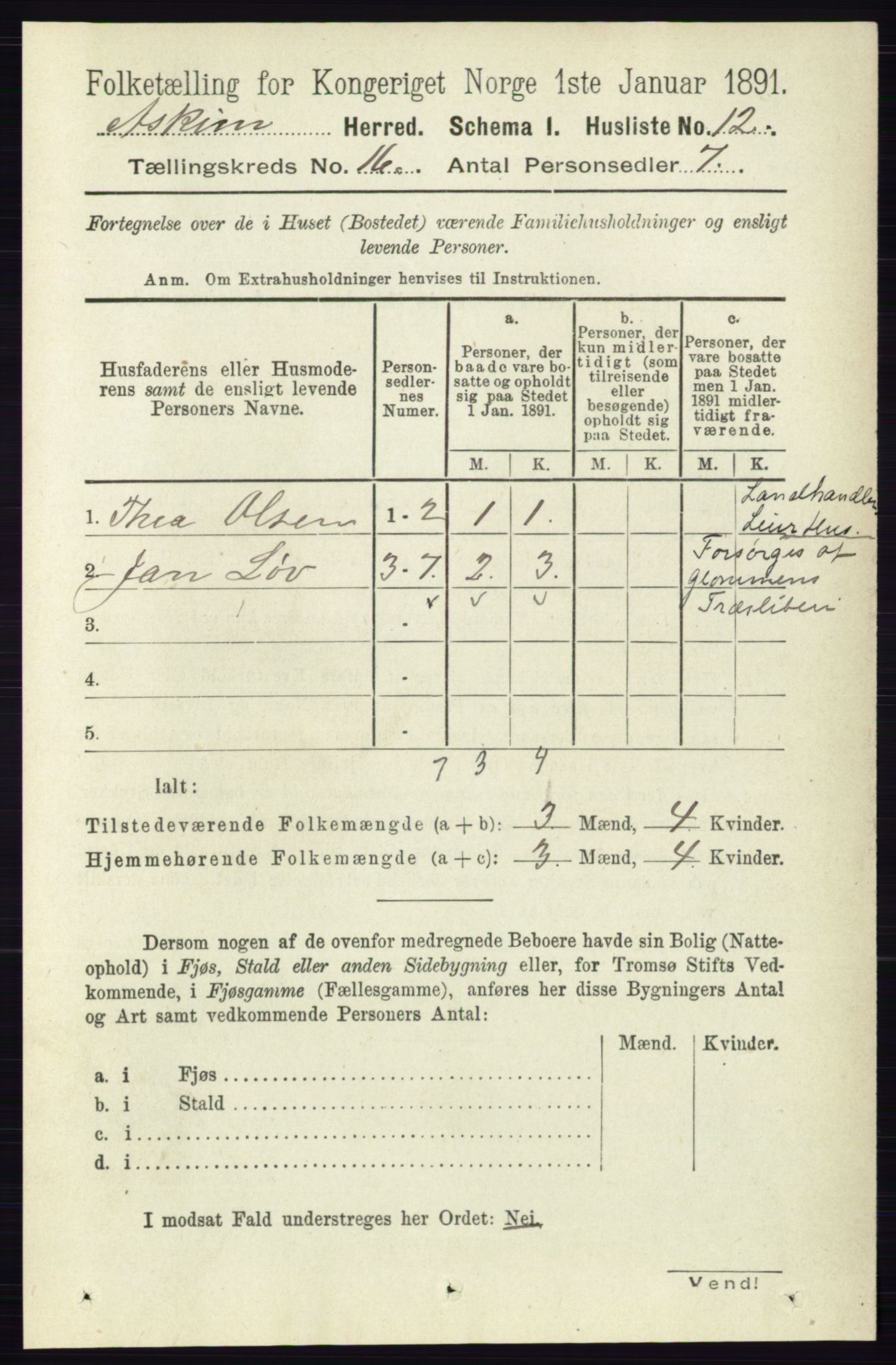 RA, 1891 census for 0124 Askim, 1891, p. 2614