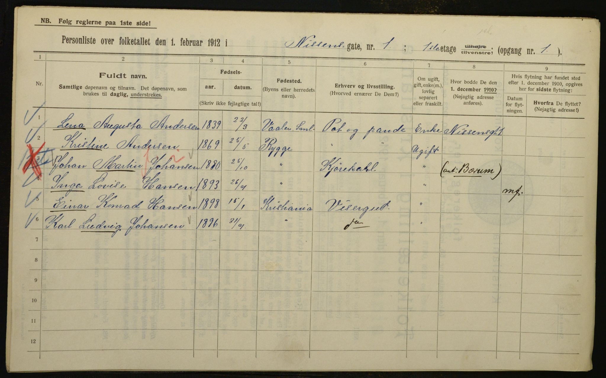 OBA, Municipal Census 1912 for Kristiania, 1912, p. 71731