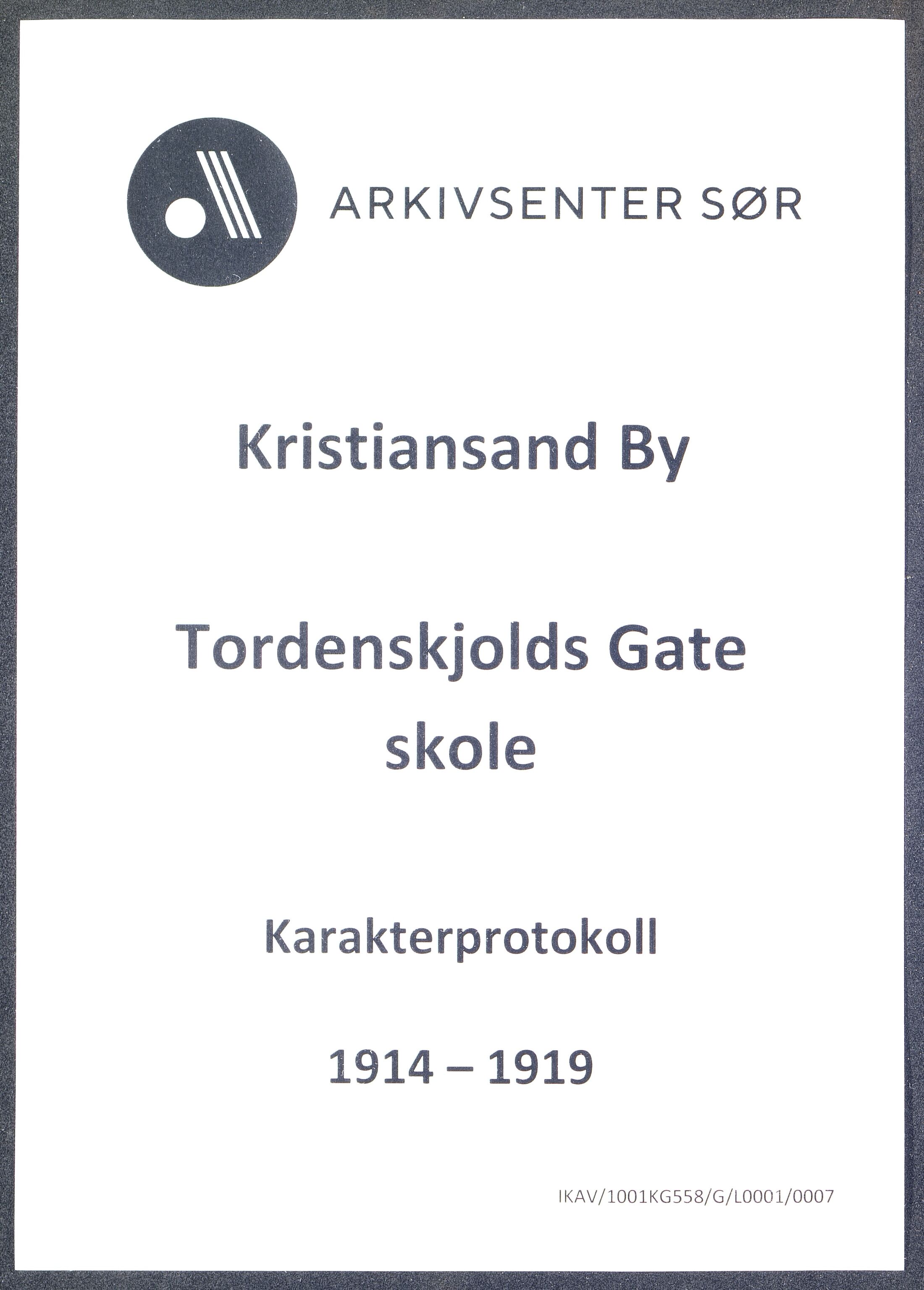 Kristiansand By - Tordenskjolds Gate Skole, ARKSOR/1001KG558/G/L0001/0007: Karakterprotokoller / Karakterprotokoll, 1914-1919