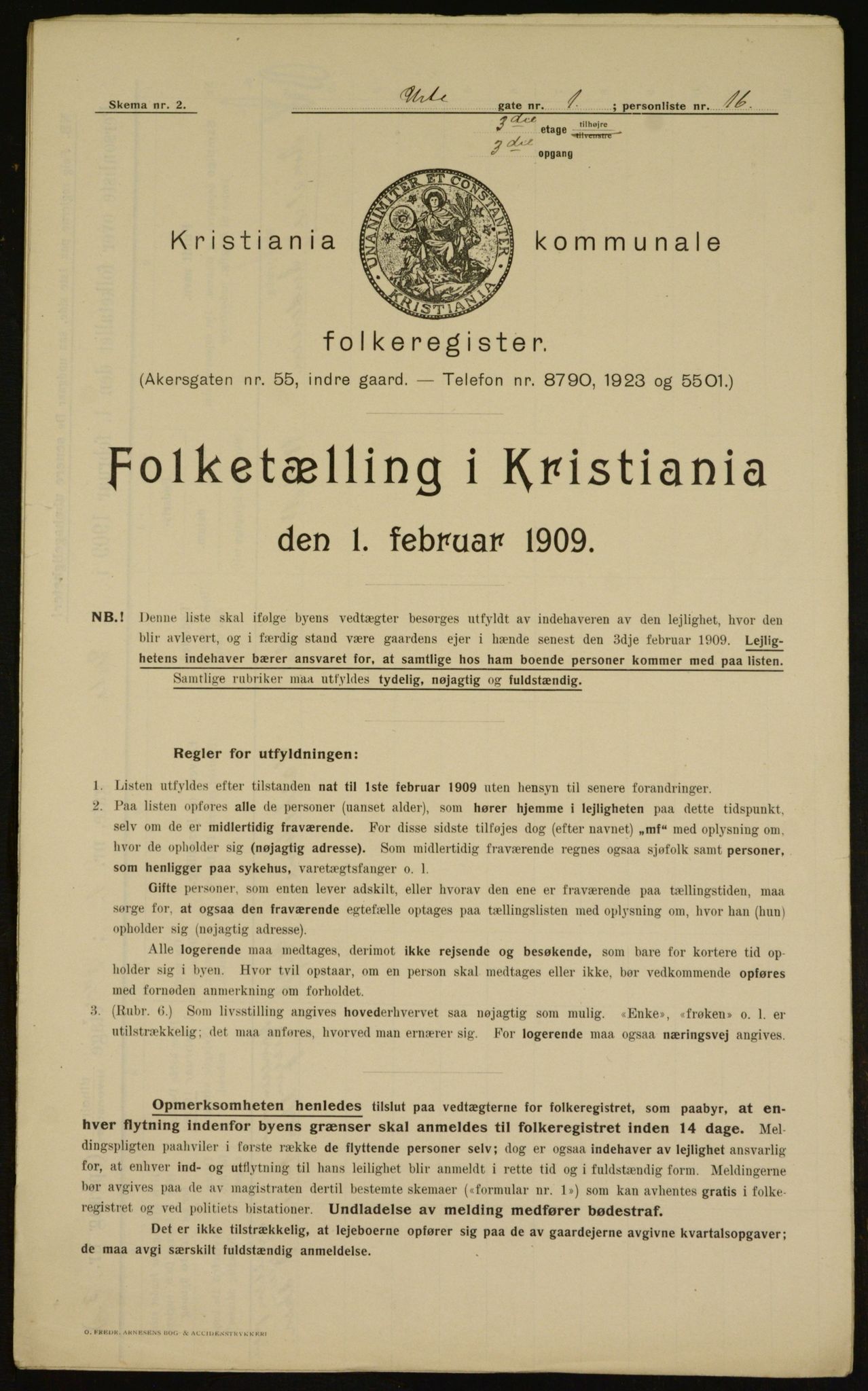 OBA, Municipal Census 1909 for Kristiania, 1909, p. 109369