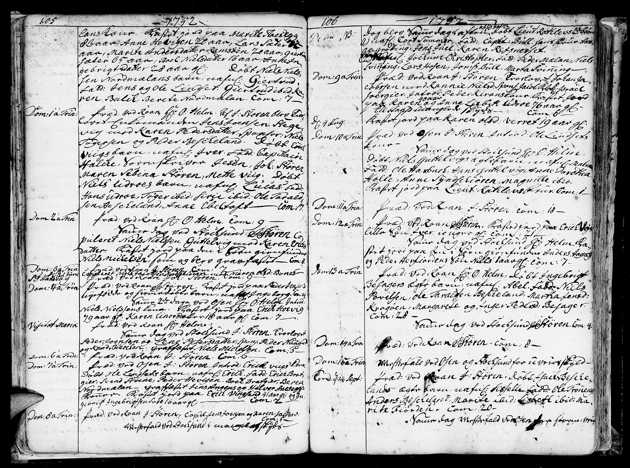 Ministerialprotokoller, klokkerbøker og fødselsregistre - Sør-Trøndelag, SAT/A-1456/657/L0700: Parish register (official) no. 657A01, 1732-1801, p. 105-106