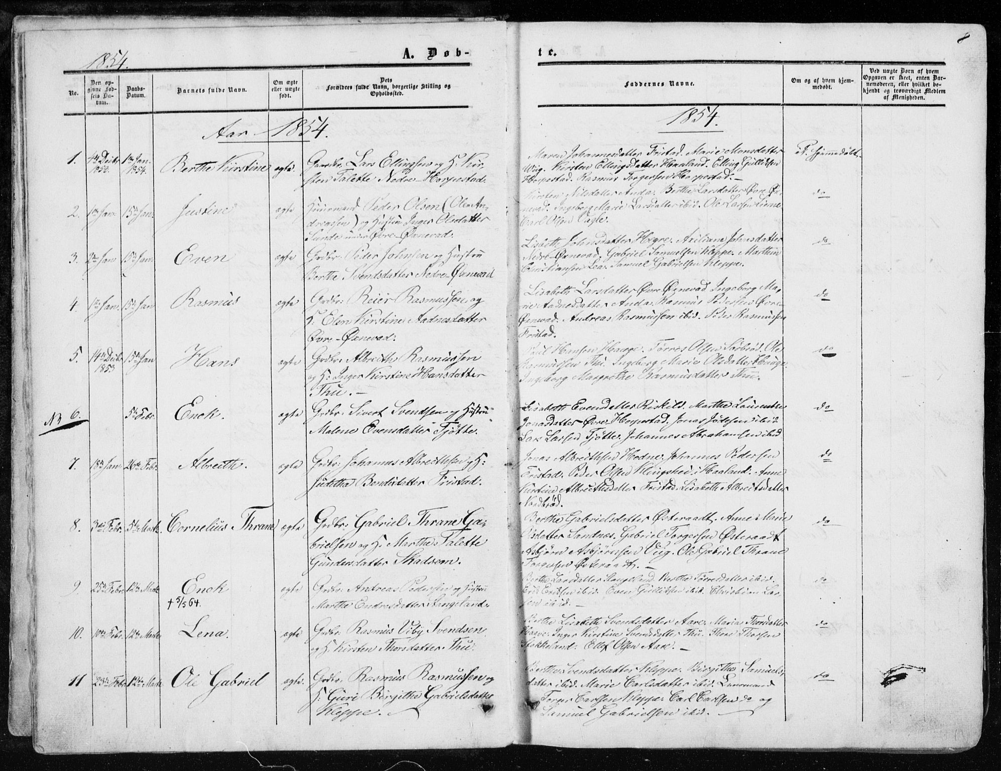 Klepp sokneprestkontor, SAST/A-101803/001/3/30BA/L0005: Parish register (official) no. A 5, 1853-1870, p. 8