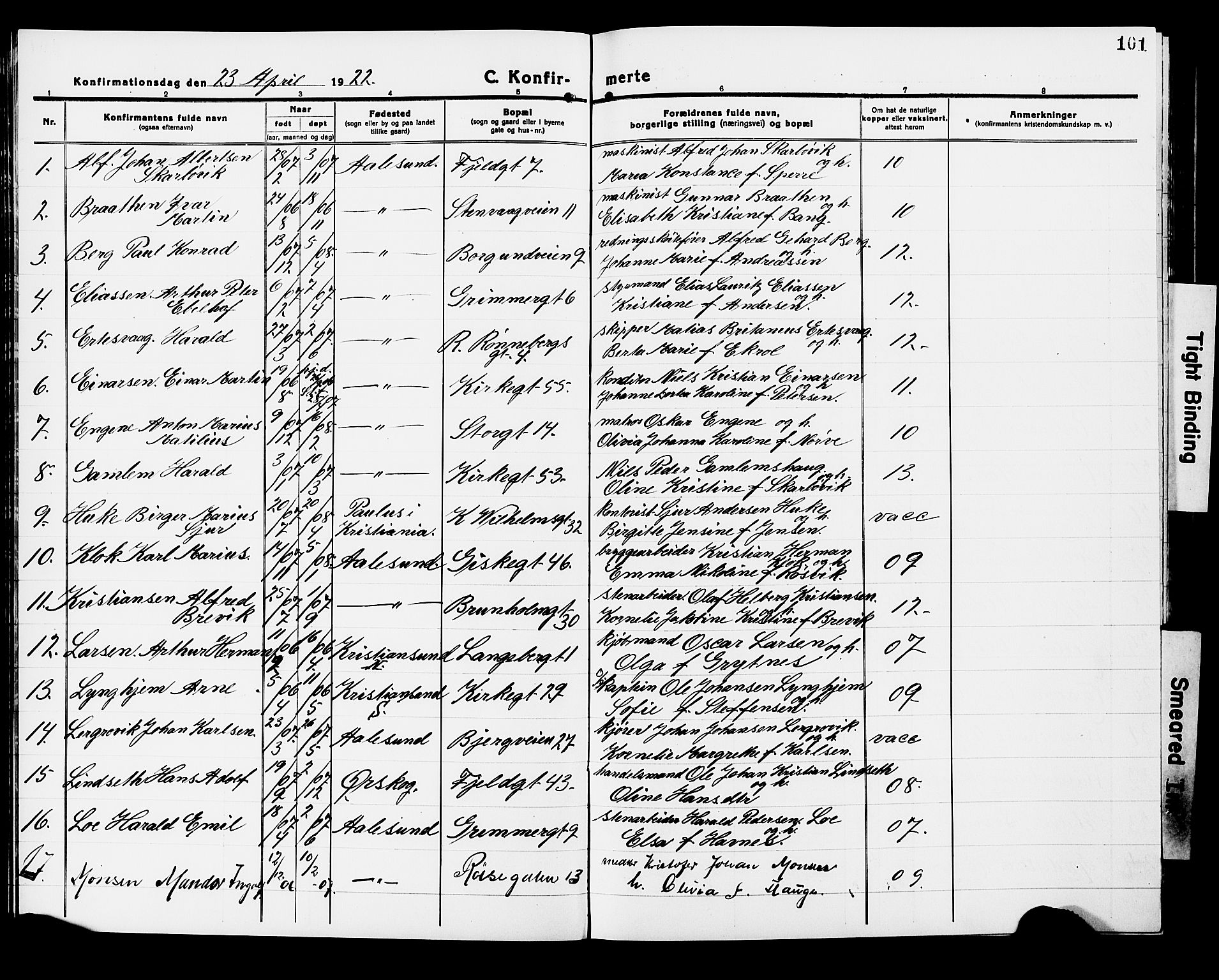 Ministerialprotokoller, klokkerbøker og fødselsregistre - Møre og Romsdal, AV/SAT-A-1454/529/L0472: Parish register (copy) no. 529C09, 1917-1929, p. 101