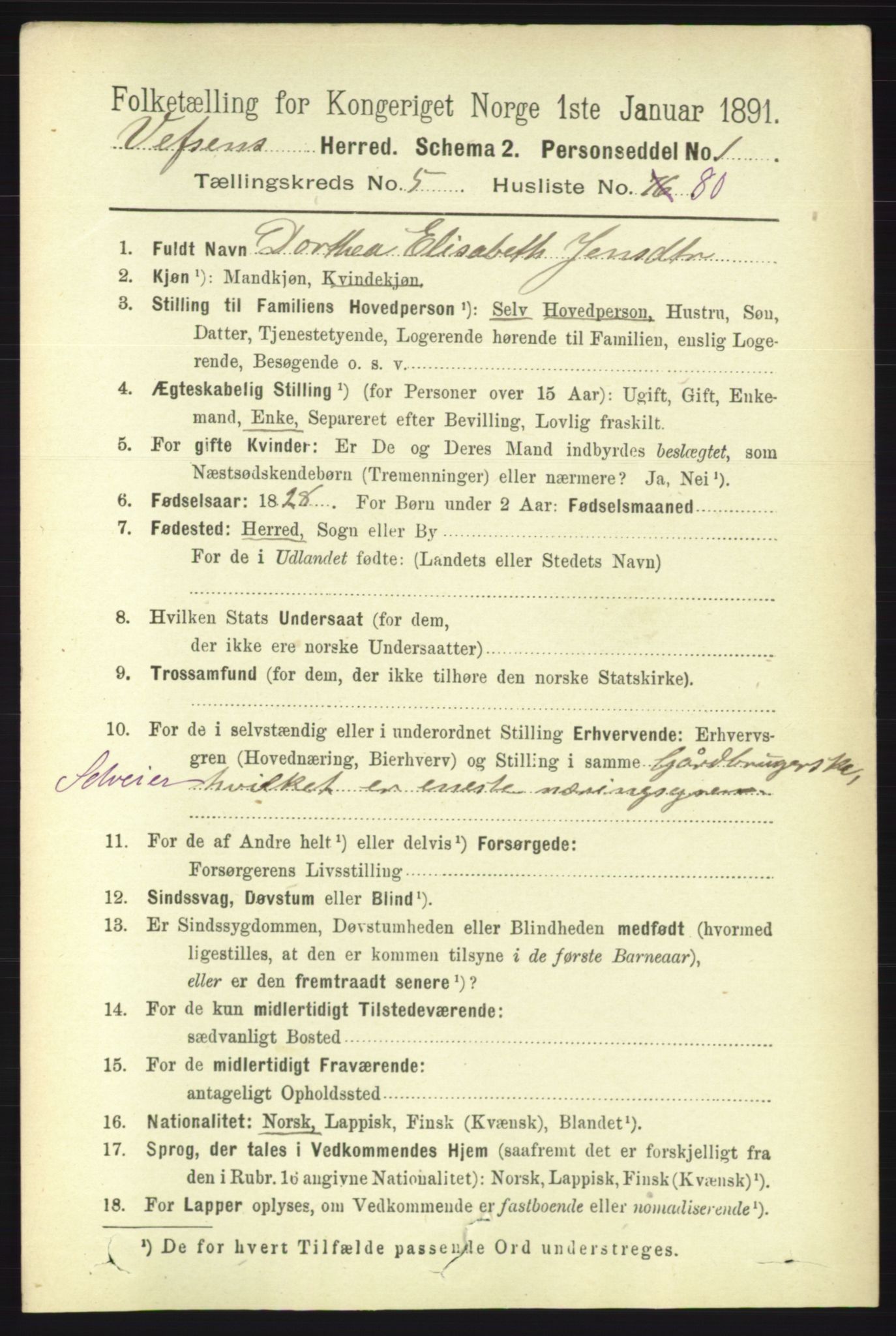 RA, 1891 census for 1824 Vefsn, 1891, p. 2659