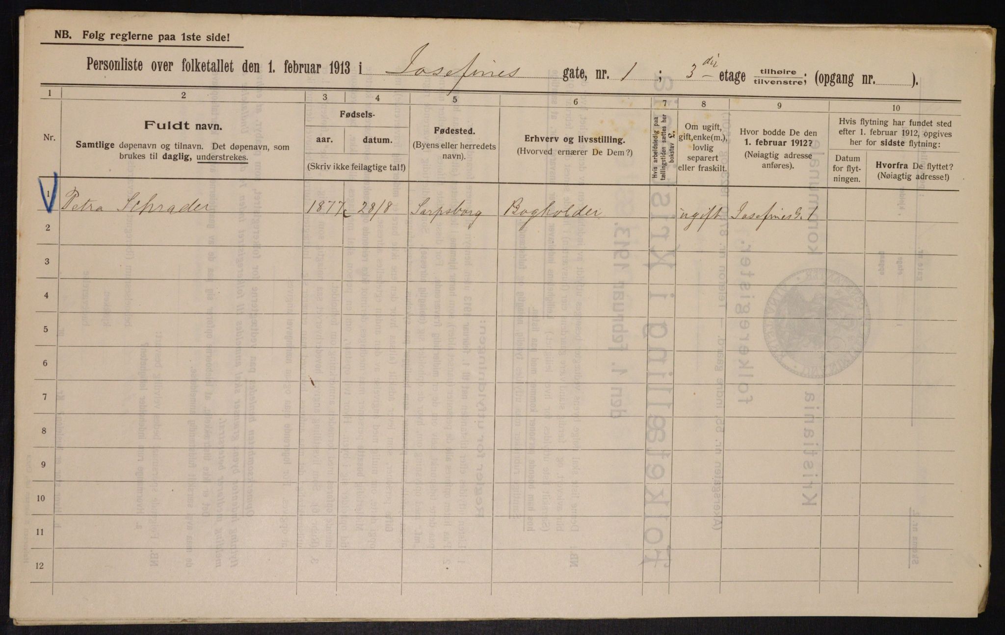 OBA, Municipal Census 1913 for Kristiania, 1913, p. 47088