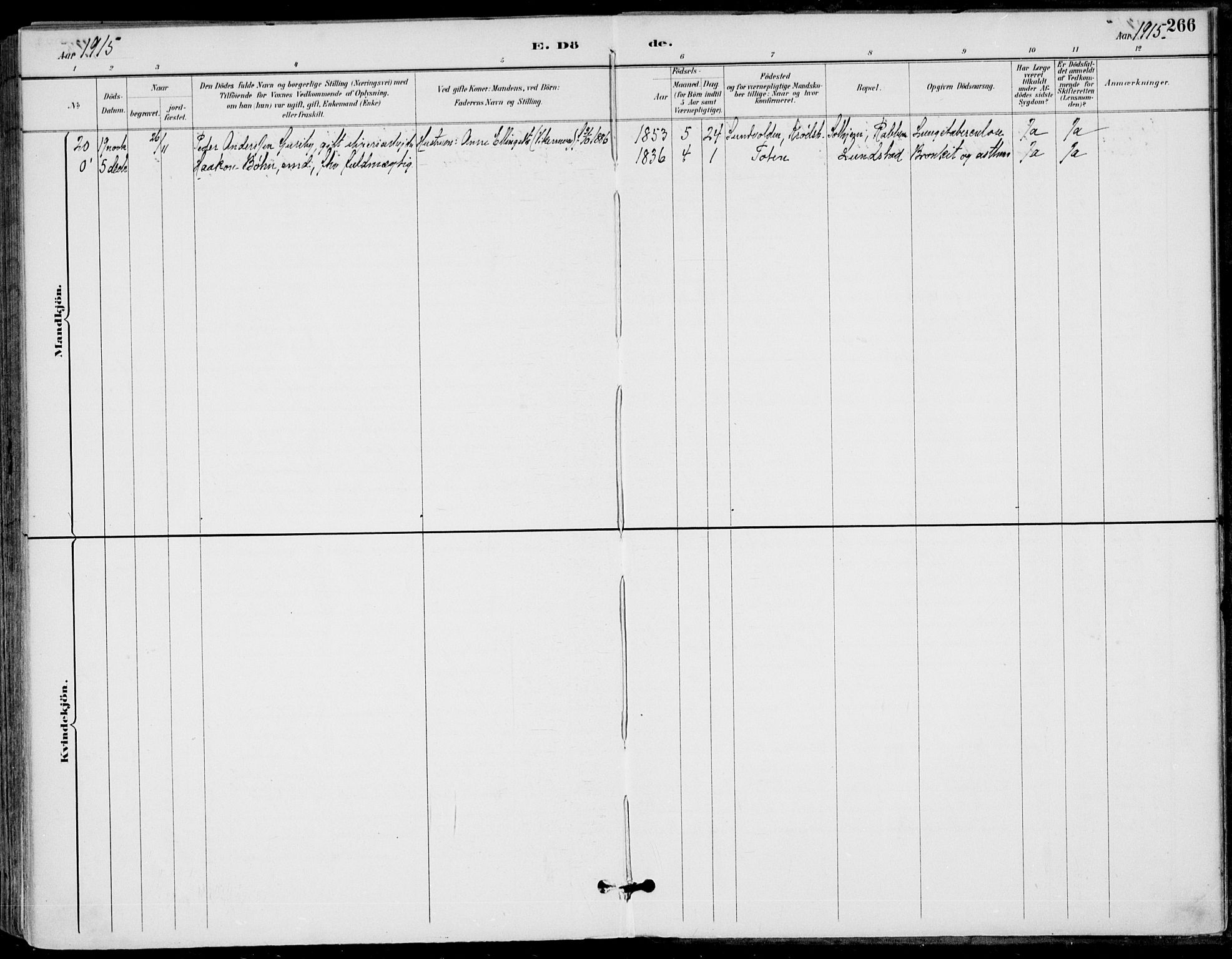 Haug kirkebøker, AV/SAKO-A-604/F/Fa/L0001: Parish register (official) no. 1, 1885-1917, p. 266