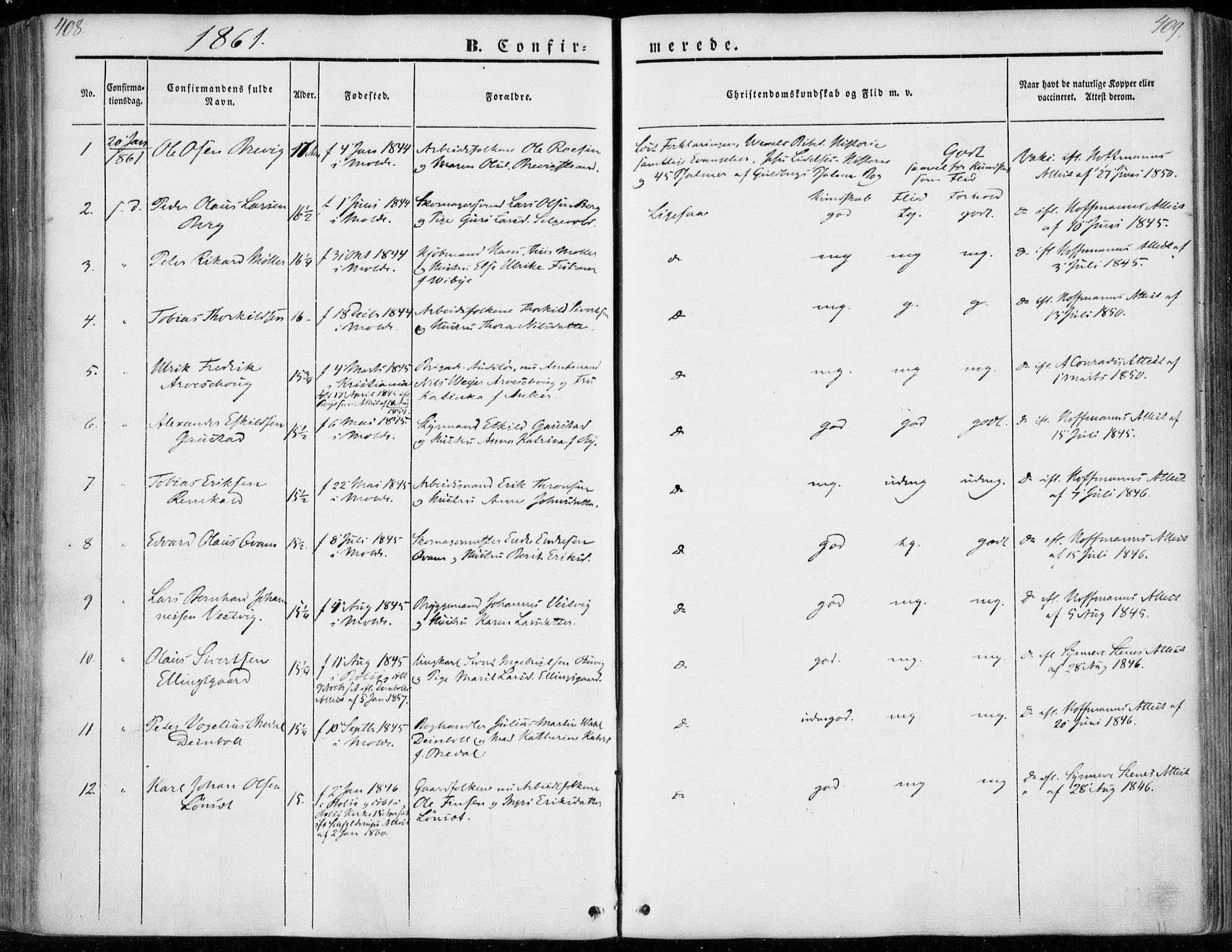 Ministerialprotokoller, klokkerbøker og fødselsregistre - Møre og Romsdal, SAT/A-1454/558/L0689: Parish register (official) no. 558A03, 1843-1872, p. 408-409