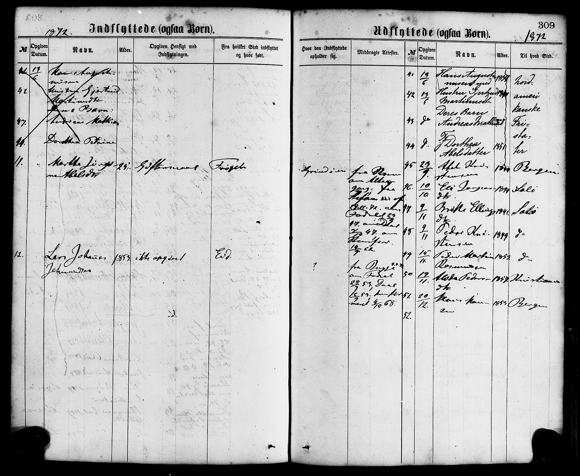 Davik sokneprestembete, AV/SAB-A-79701/H/Haa/Haaa/L0006: Parish register (official) no. A 6, 1867-1881, p. 309