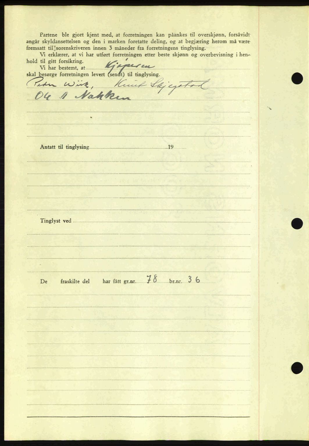 Romsdal sorenskriveri, AV/SAT-A-4149/1/2/2C: Mortgage book no. A14, 1943-1943, Diary no: : 1063/1943