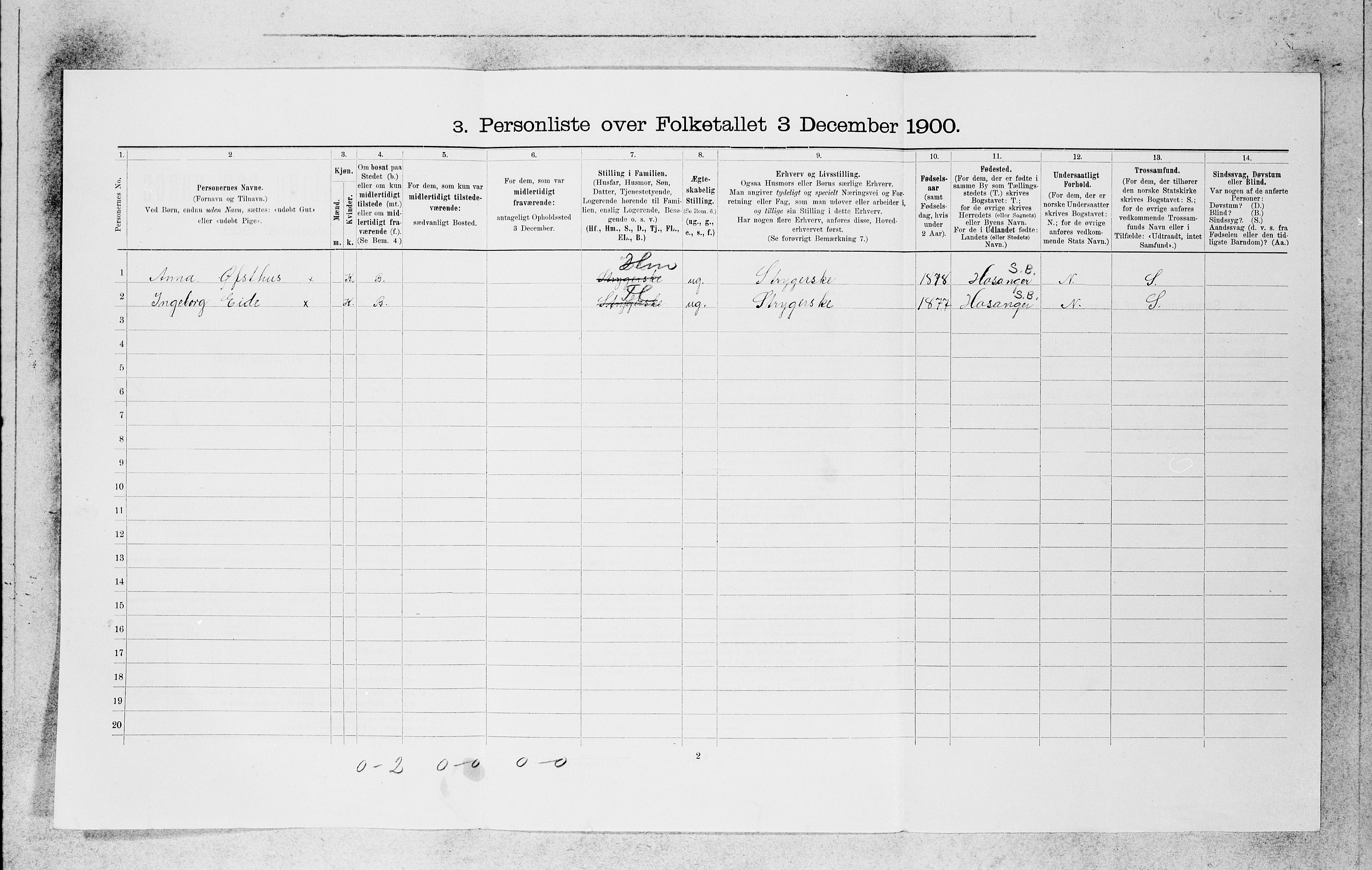 SAB, 1900 census for Bergen, 1900, p. 8052