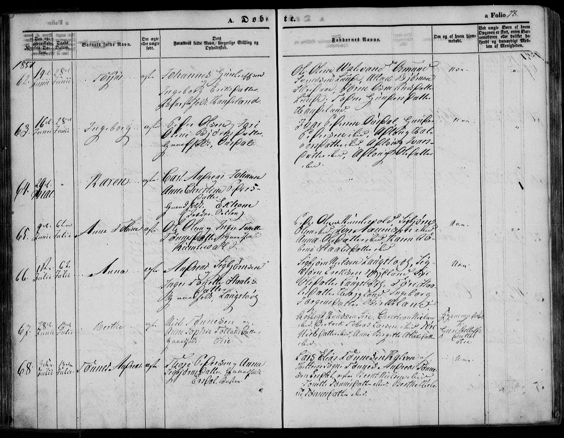 Bakke sokneprestkontor, AV/SAK-1111-0002/F/Fa/Faa/L0005: Parish register (official) no. A 5, 1847-1855, p. 78