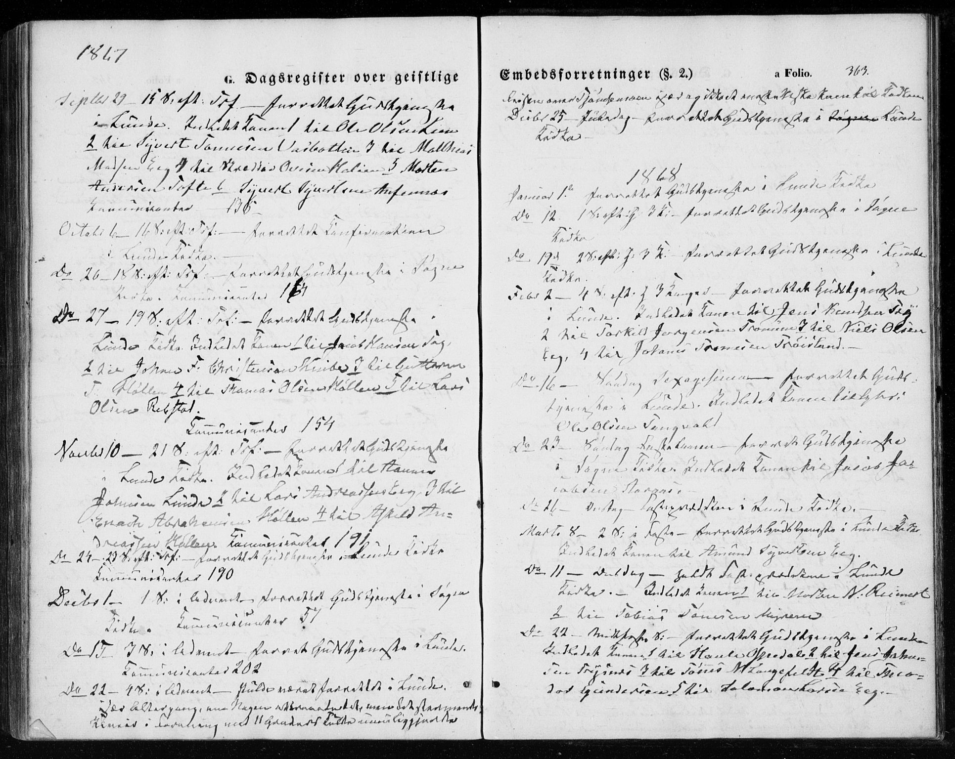 Søgne sokneprestkontor, SAK/1111-0037/F/Fa/Fab/L0010: Parish register (official) no. A 10, 1853-1869, p. 363