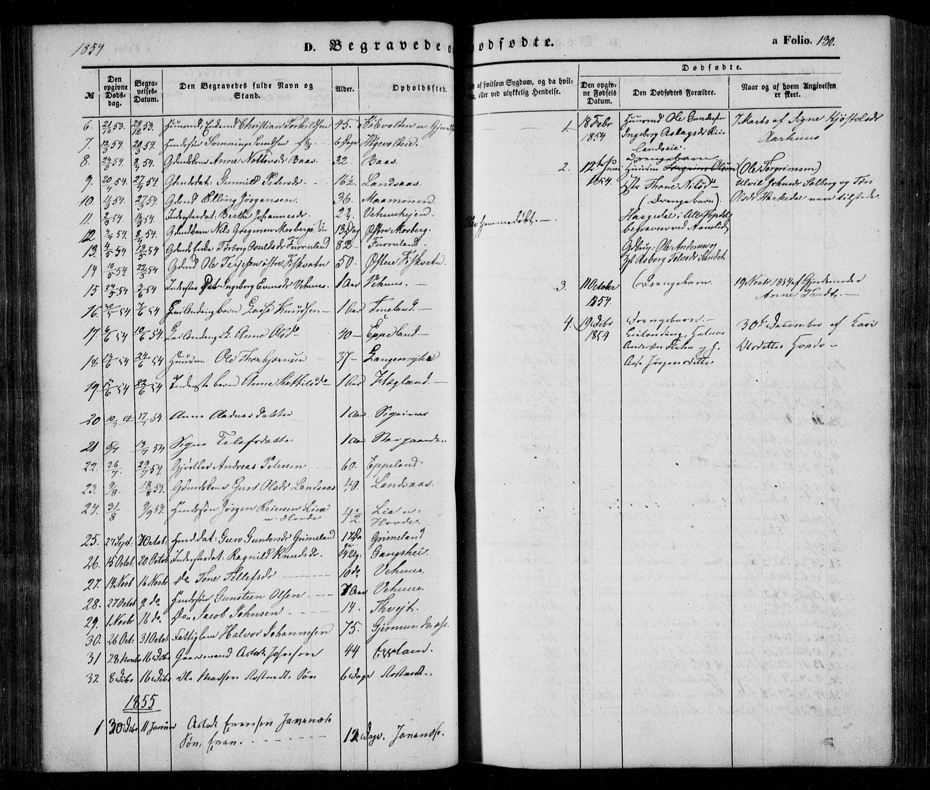 Åmli sokneprestkontor, AV/SAK-1111-0050/F/Fa/Fac/L0008: Parish register (official) no. A 8, 1852-1869, p. 130