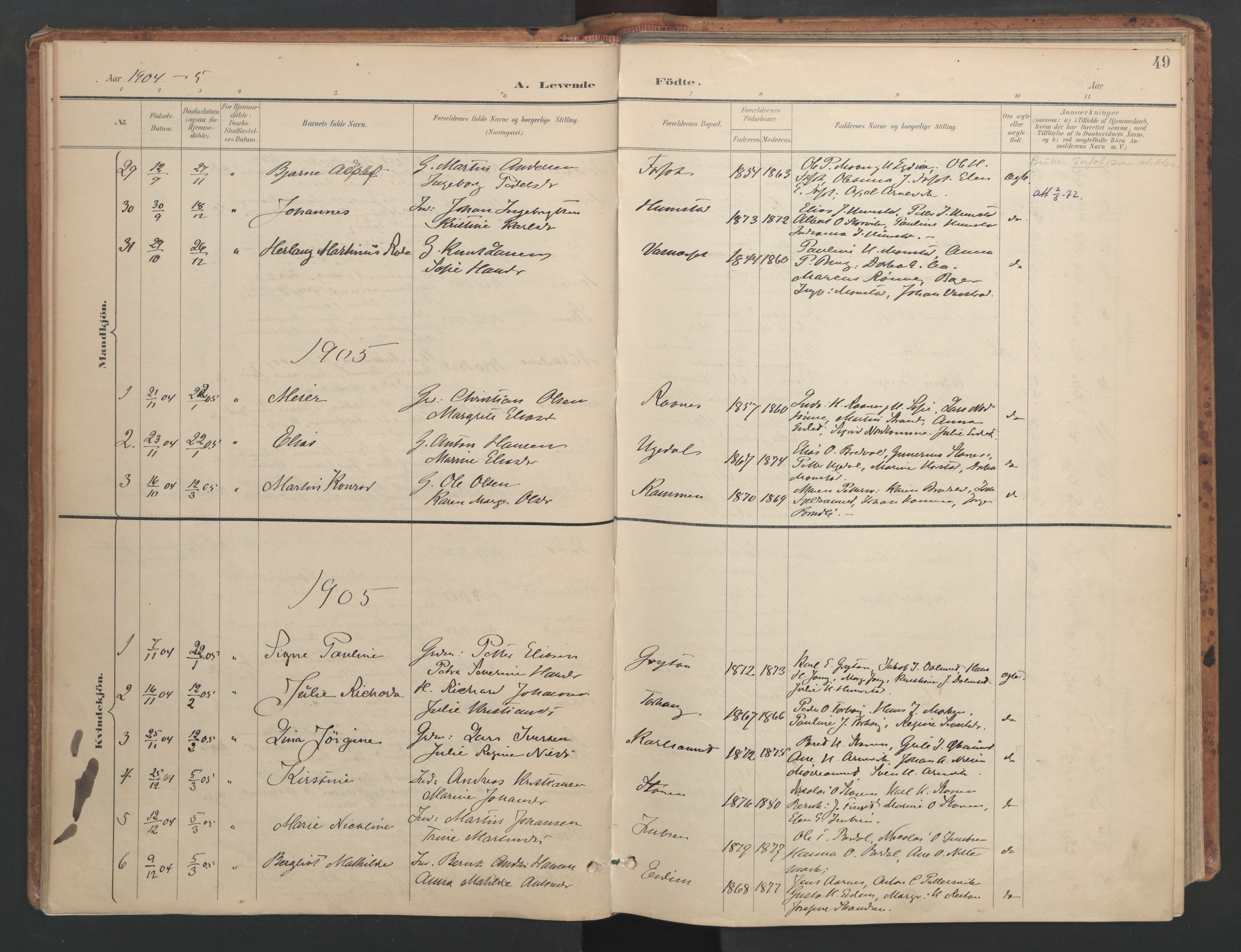 Ministerialprotokoller, klokkerbøker og fødselsregistre - Sør-Trøndelag, SAT/A-1456/655/L0681: Parish register (official) no. 655A10, 1895-1907, p. 49