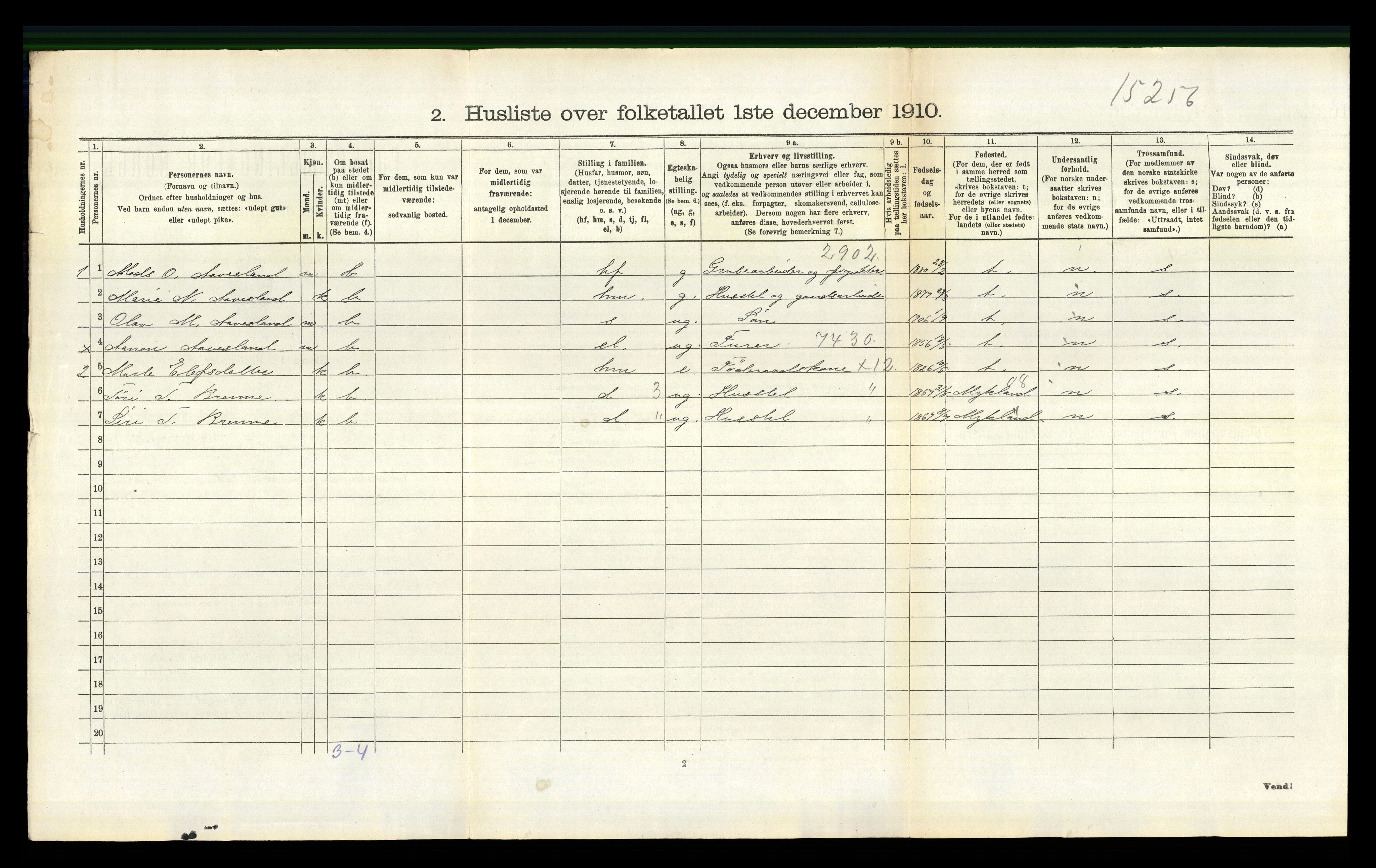 RA, 1910 census for Evje, 1910, p. 263