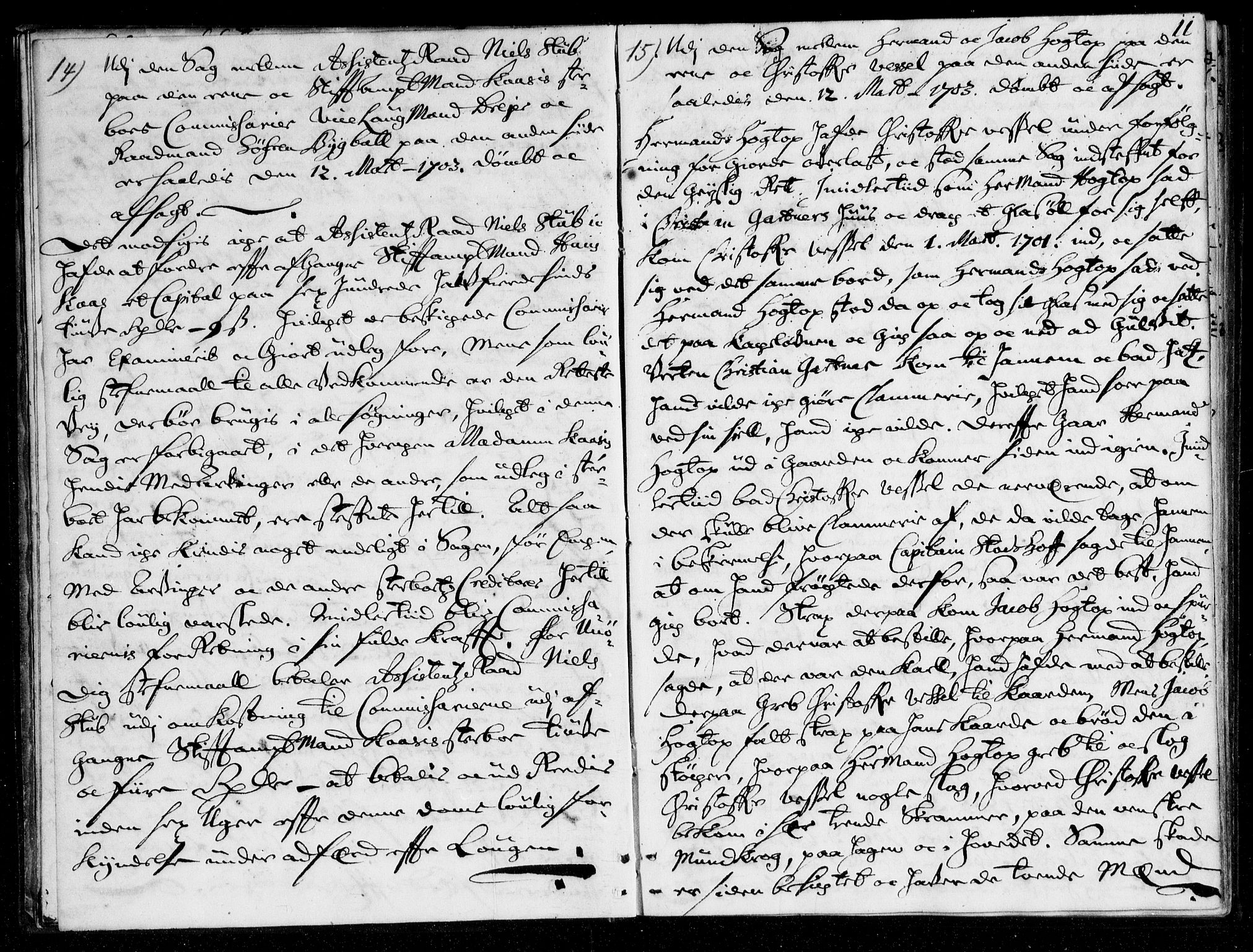 Overhoffretten 1667-1797, AV/RA-EA-2884/Aa/L0034: Avsiktsprotokoll, 1703, p. 10b-11a
