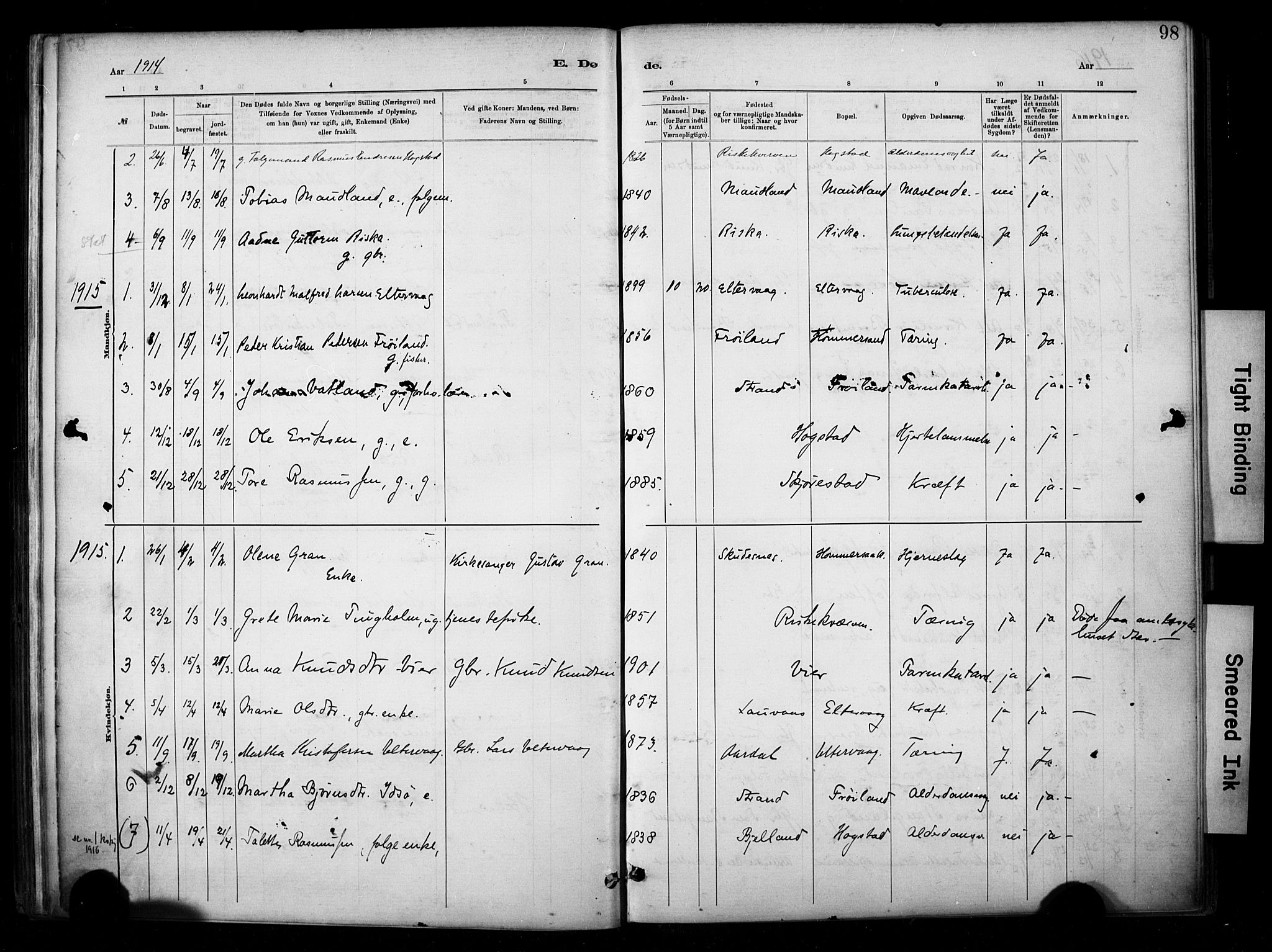 Hetland sokneprestkontor, SAST/A-101826/30/30BA/L0010: Parish register (official) no. A 10, 1882-1925, p. 98