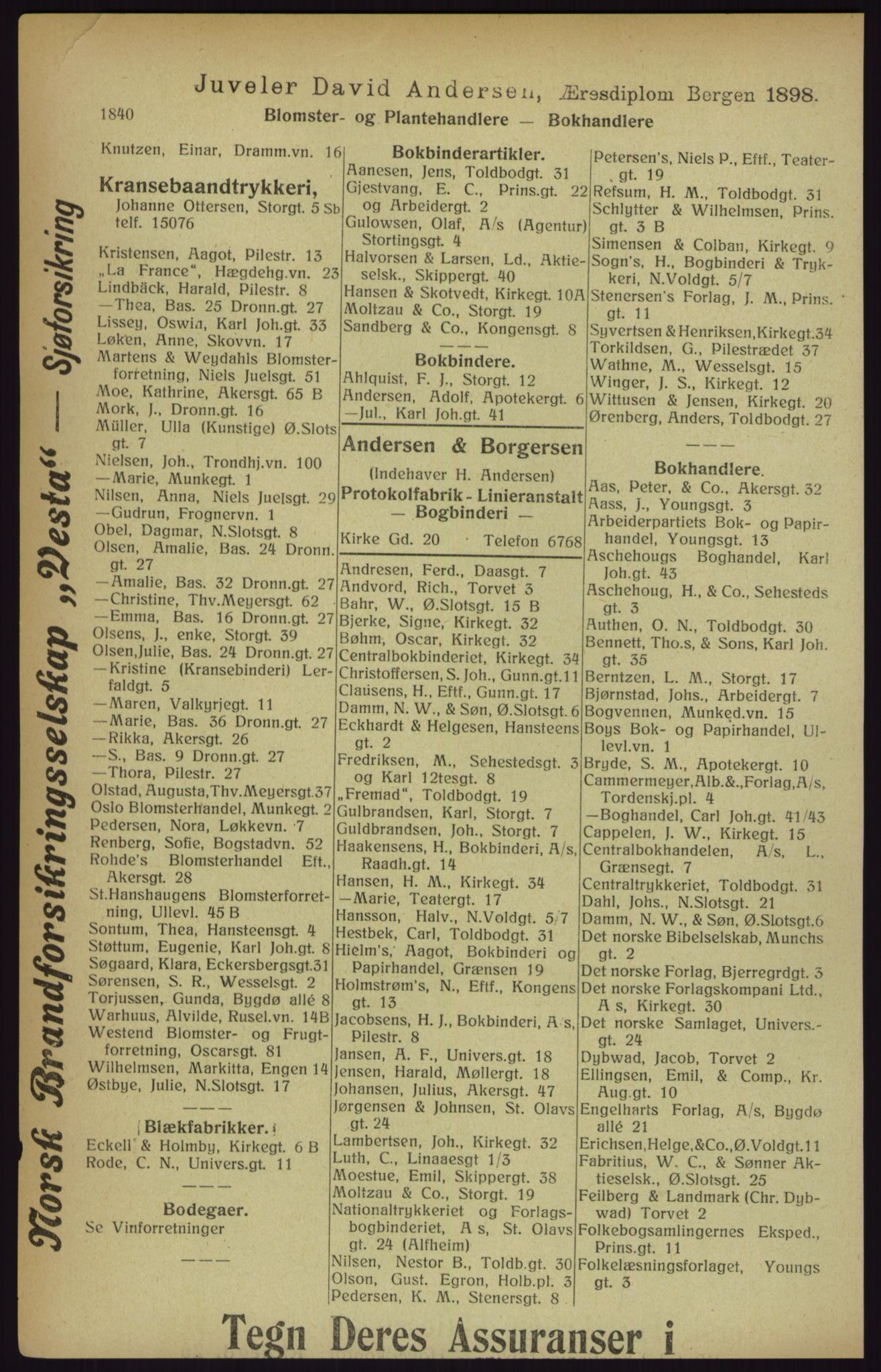 Kristiania/Oslo adressebok, PUBL/-, 1916, p. 1840