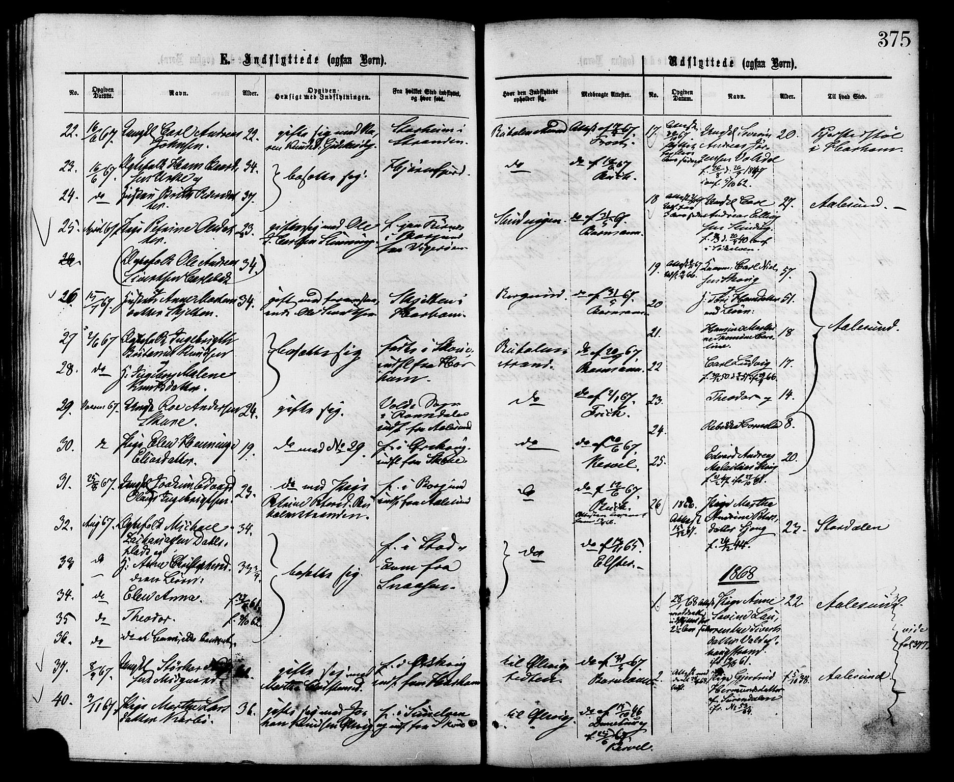 Ministerialprotokoller, klokkerbøker og fødselsregistre - Møre og Romsdal, AV/SAT-A-1454/528/L0399: Parish register (official) no. 528A10, 1864-1879, p. 375