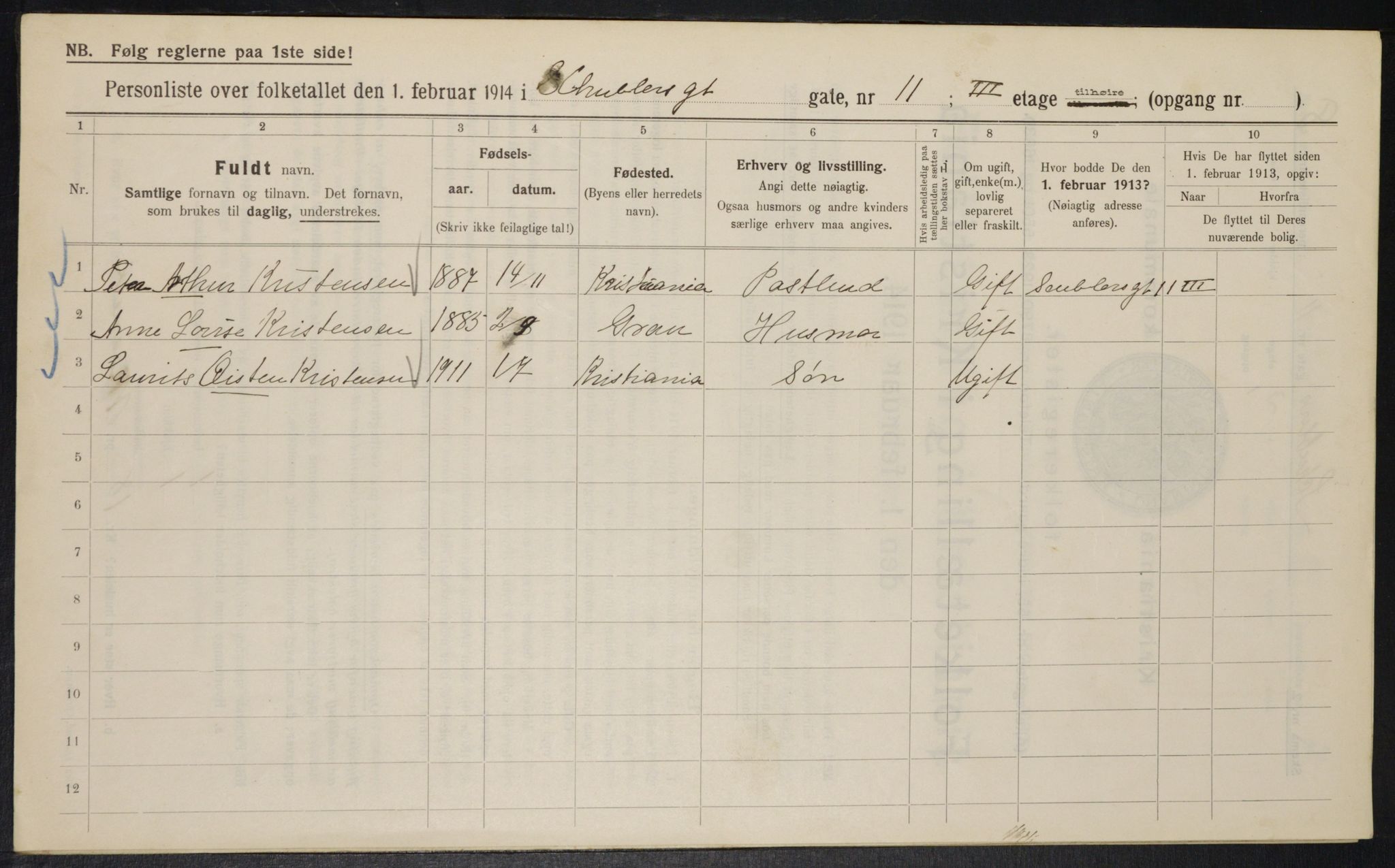 OBA, Municipal Census 1914 for Kristiania, 1914, p. 92747