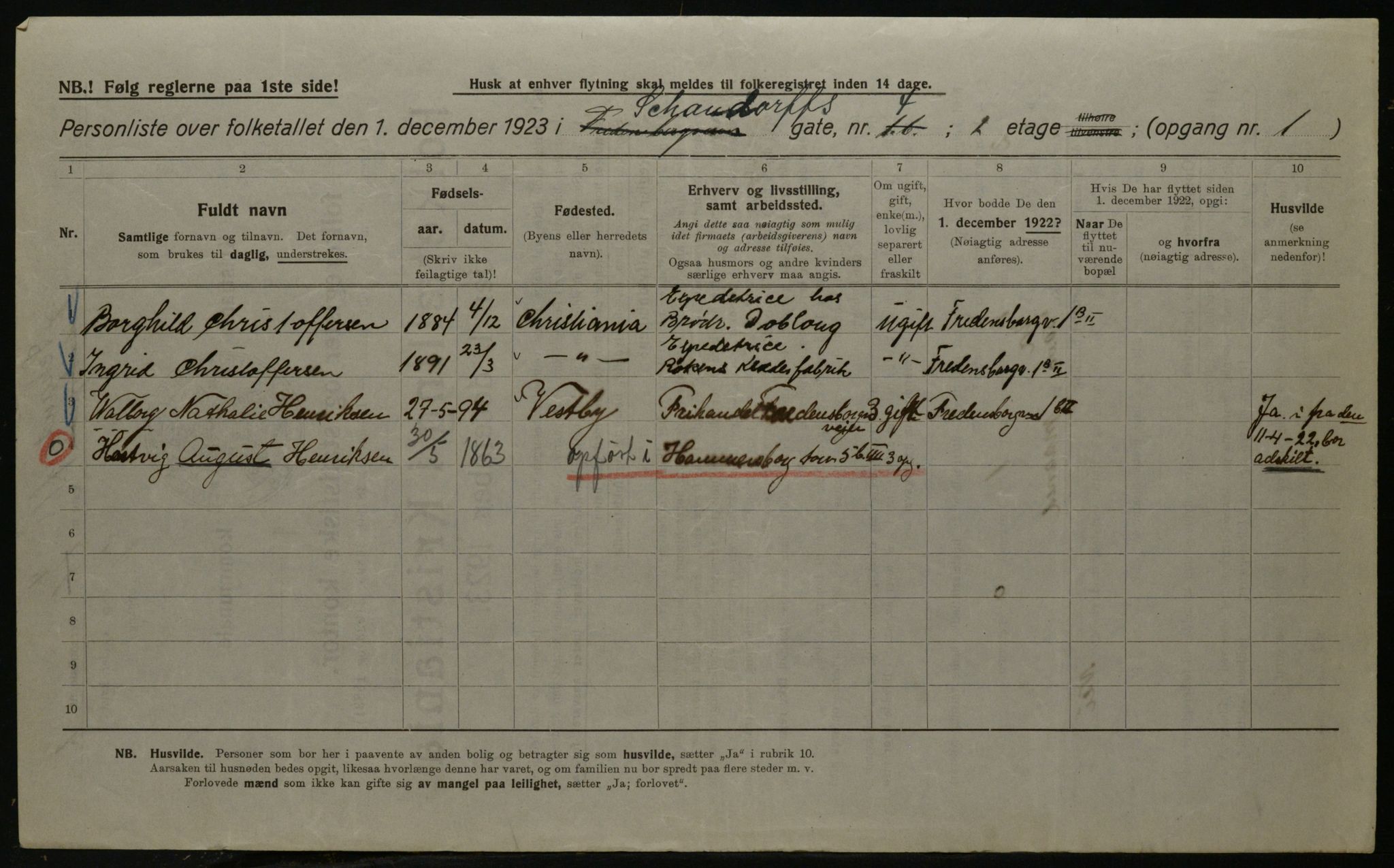 OBA, Municipal Census 1923 for Kristiania, 1923, p. 99352