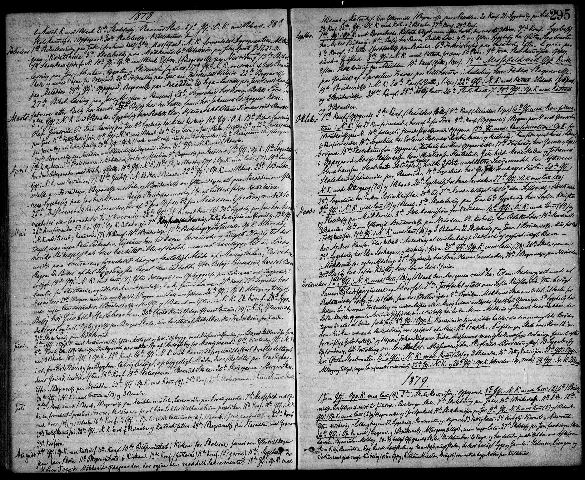 Nesodden prestekontor Kirkebøker, SAO/A-10013/F/Fa/L0008: Parish register (official) no. I 8, 1869-1879, p. 295