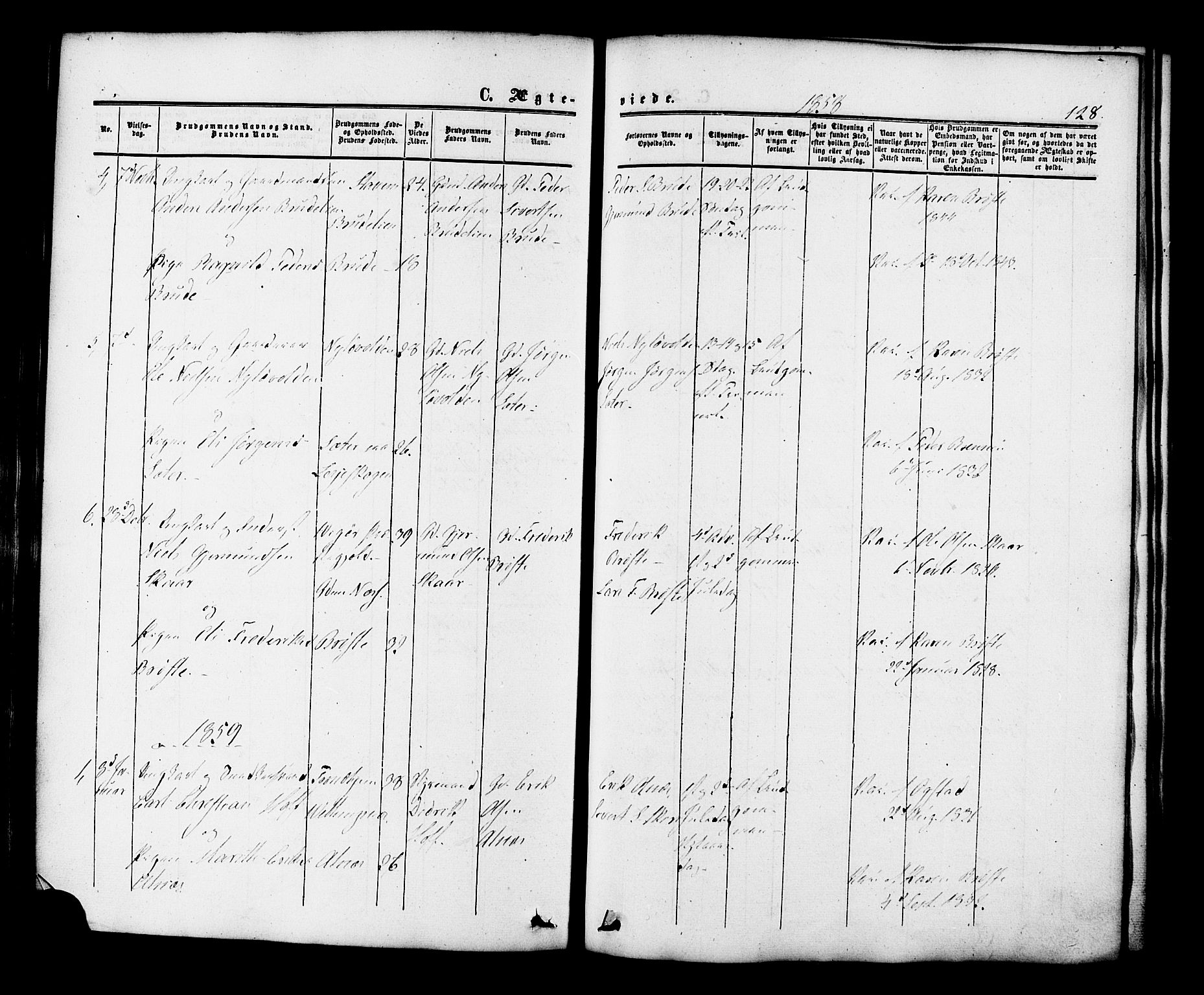 Ministerialprotokoller, klokkerbøker og fødselsregistre - Møre og Romsdal, SAT/A-1454/546/L0594: Parish register (official) no. 546A02, 1854-1882, p. 128