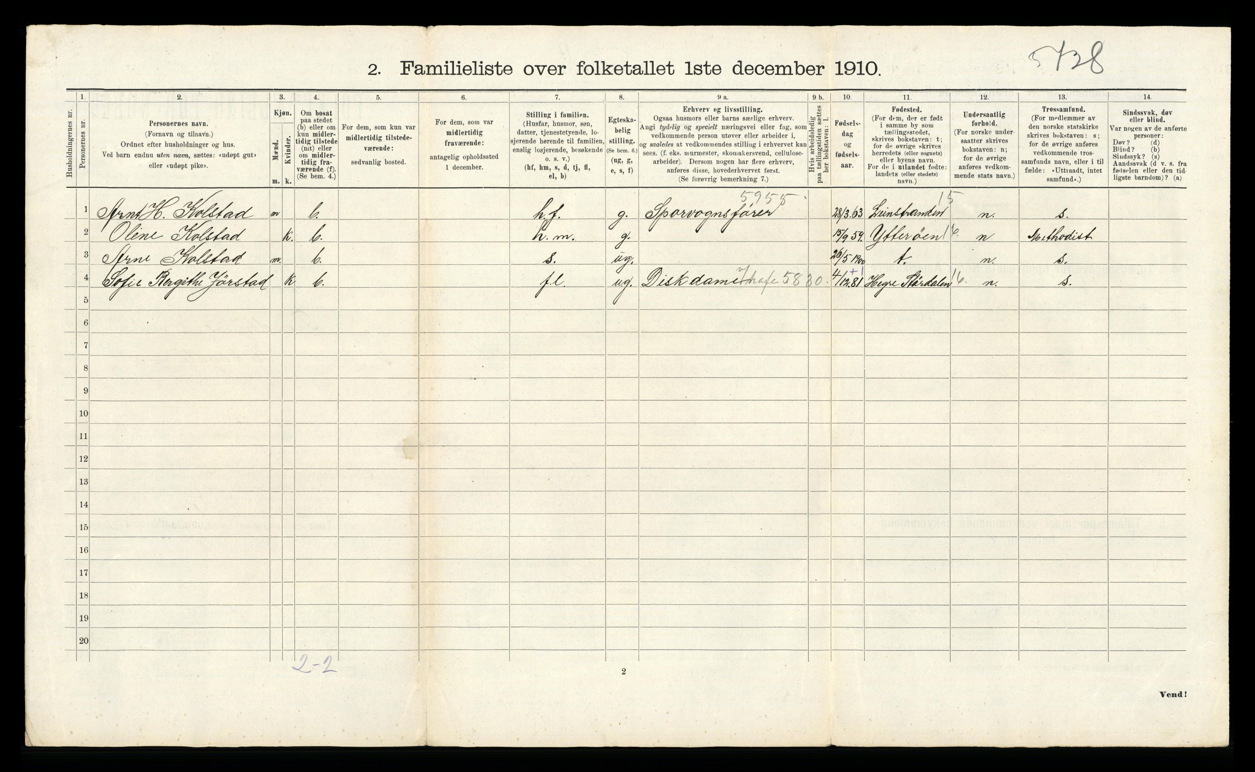 RA, 1910 census for Trondheim, 1910, p. 19908