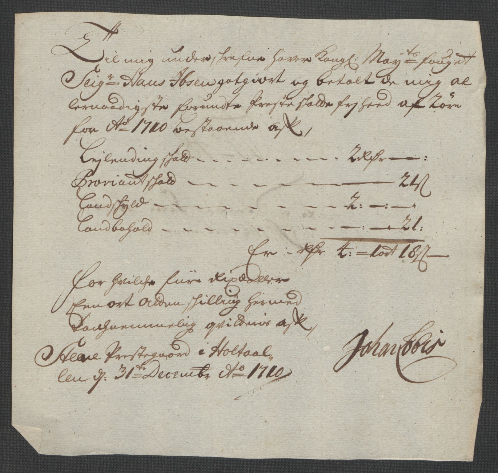 Rentekammeret inntil 1814, Reviderte regnskaper, Fogderegnskap, AV/RA-EA-4092/R60/L3960: Fogderegnskap Orkdal og Gauldal, 1710, p. 397