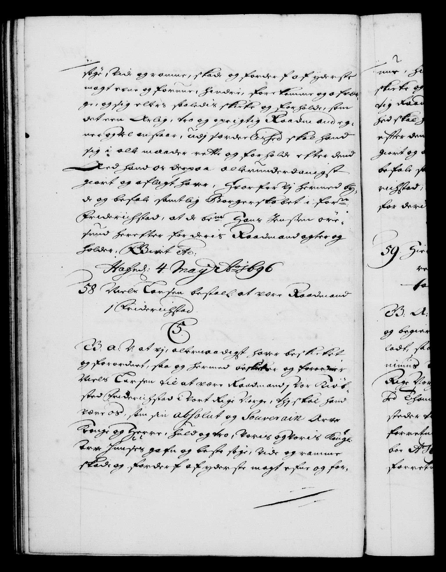 Danske Kanselli 1572-1799, AV/RA-EA-3023/F/Fc/Fca/Fcaa/L0016: Norske registre (mikrofilm), 1692-1697, p. 344b