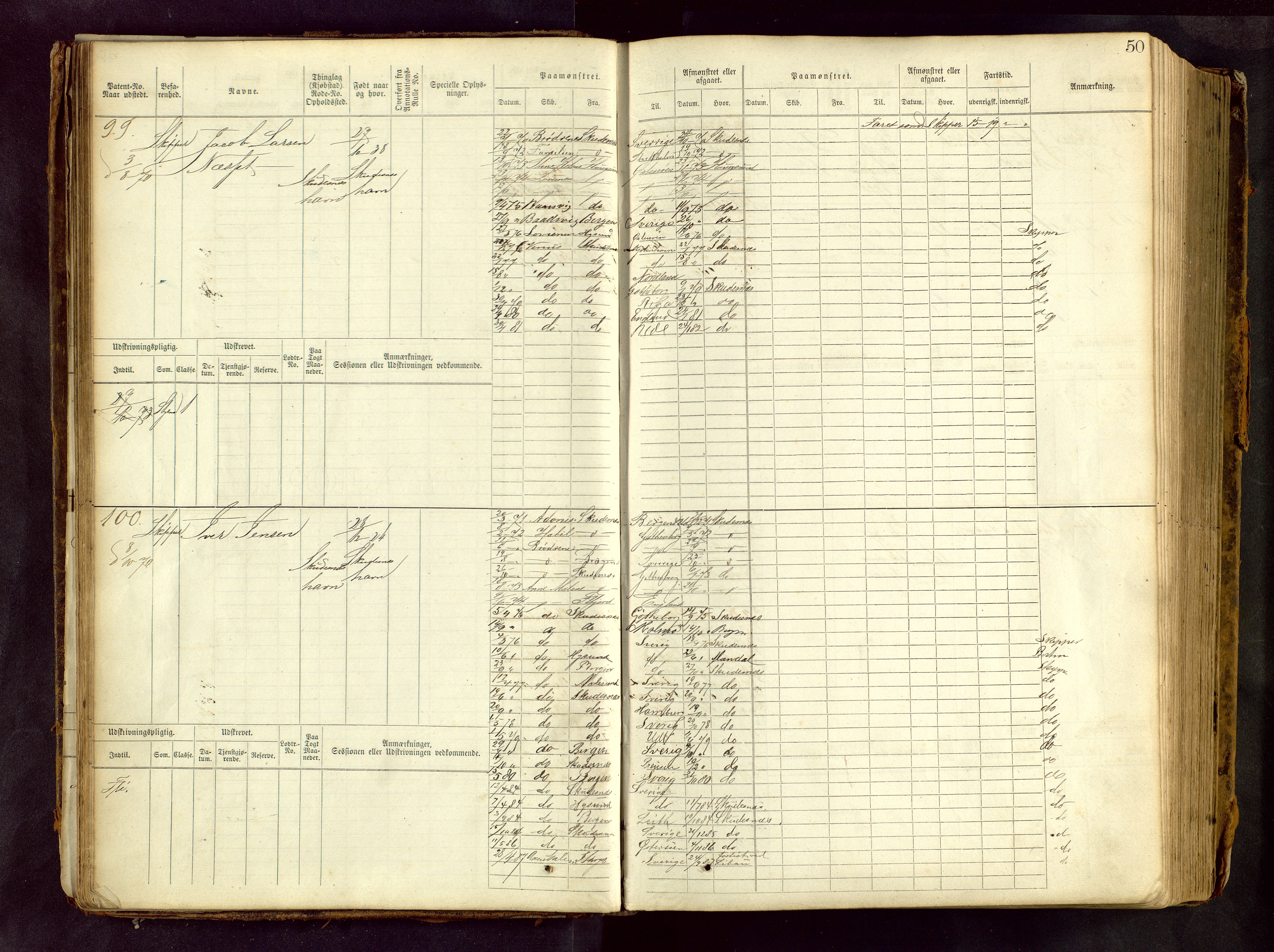 Haugesund sjømannskontor, AV/SAST-A-102007/F/Fb/Fbb/L0001: Sjøfartsrulle Skudenes krets No 1 - 958, 1860-1948, p. 50