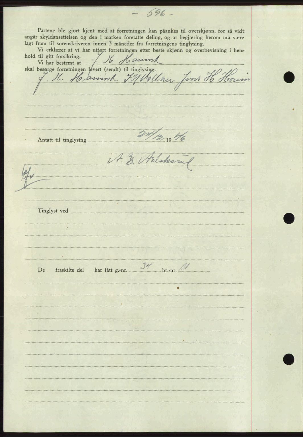 Gauldal sorenskriveri, SAT/A-0014/1/2/2C: Mortgage book no. A2, 1946-1946, Diary no: : 1281/1946