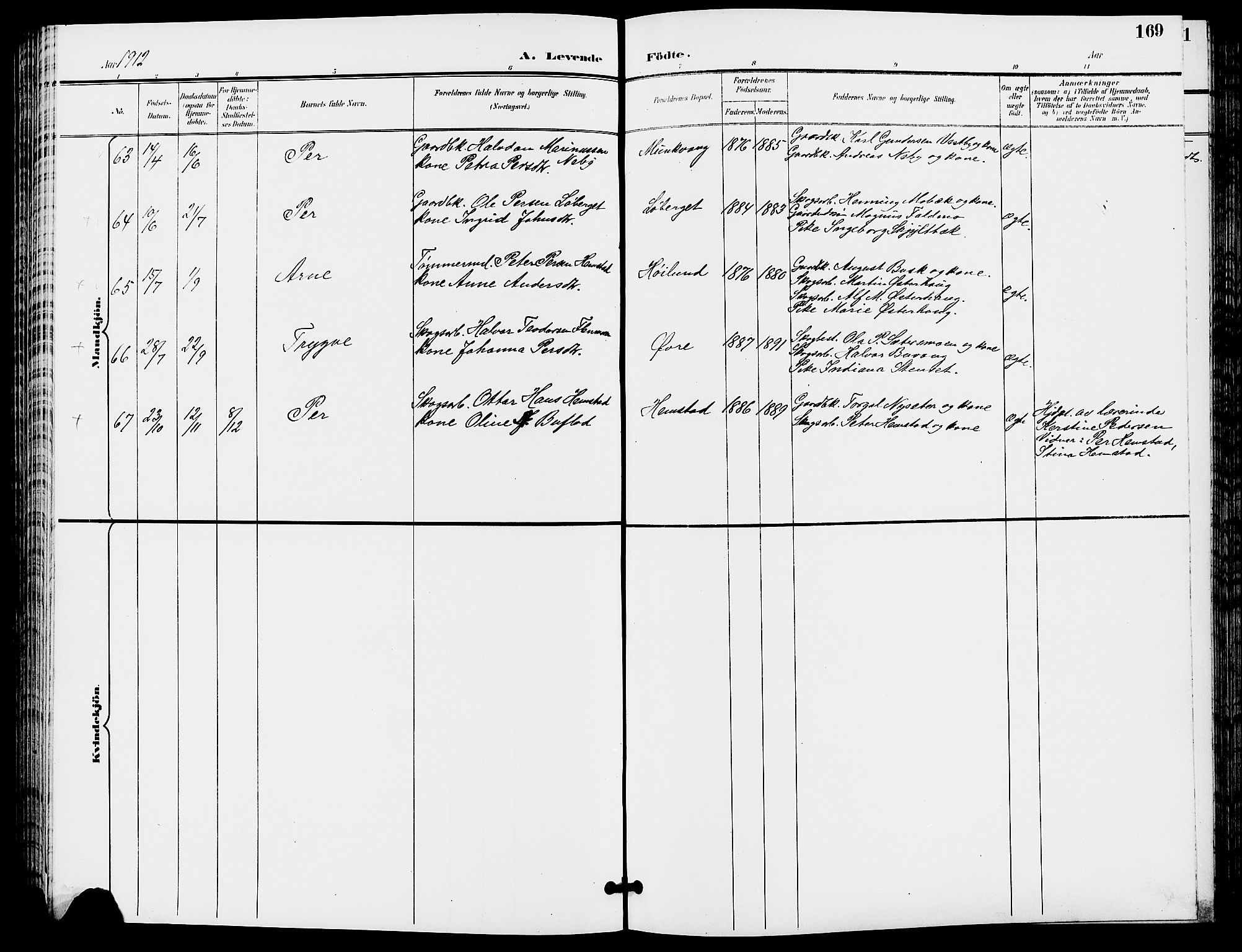 Trysil prestekontor, AV/SAH-PREST-046/H/Ha/Hab/L0006: Parish register (copy) no. 6, 1896-1912, p. 169