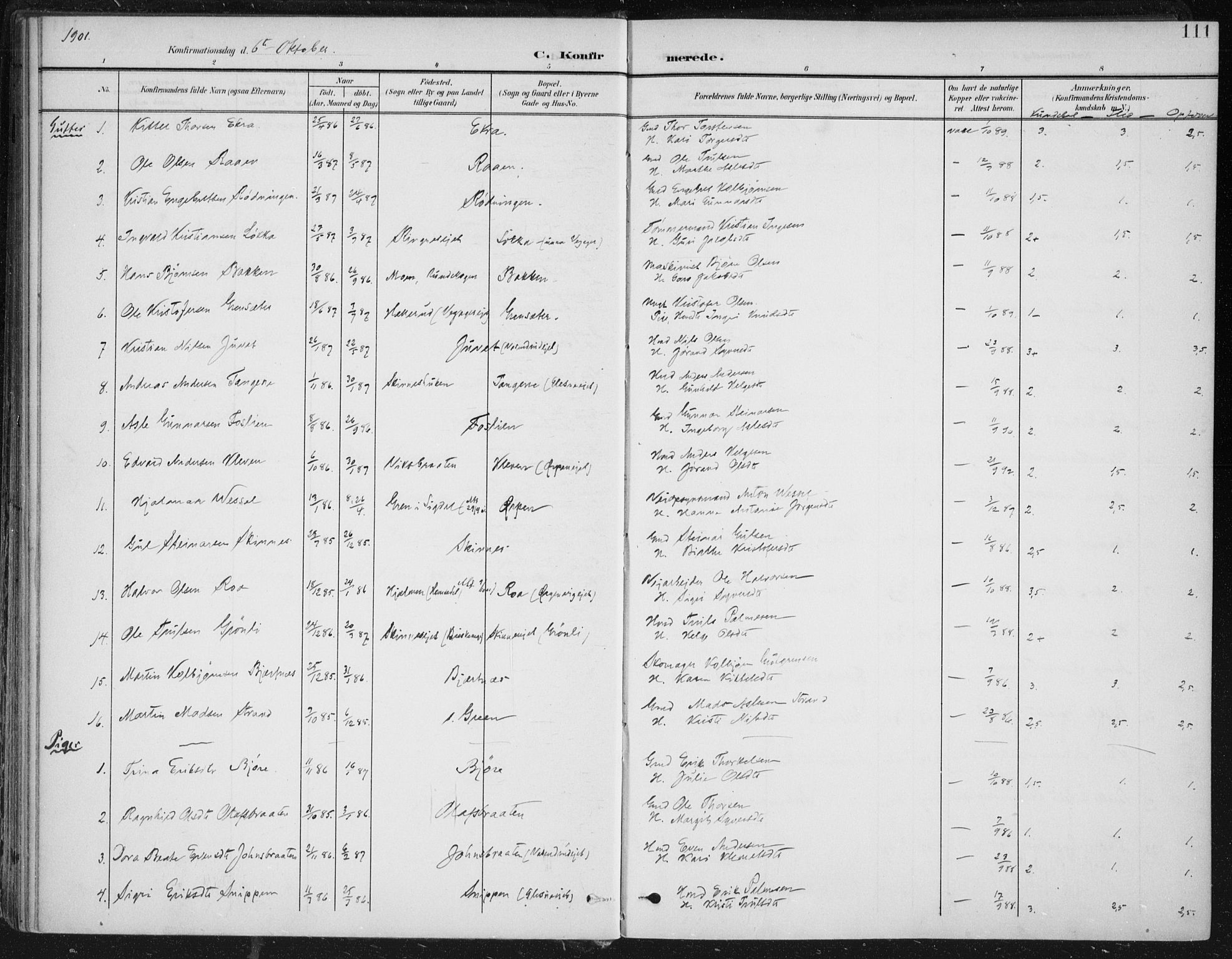 Krødsherad kirkebøker, SAKO/A-19/F/Fa/L0007: Parish register (official) no. 7, 1900-1915, p. 111