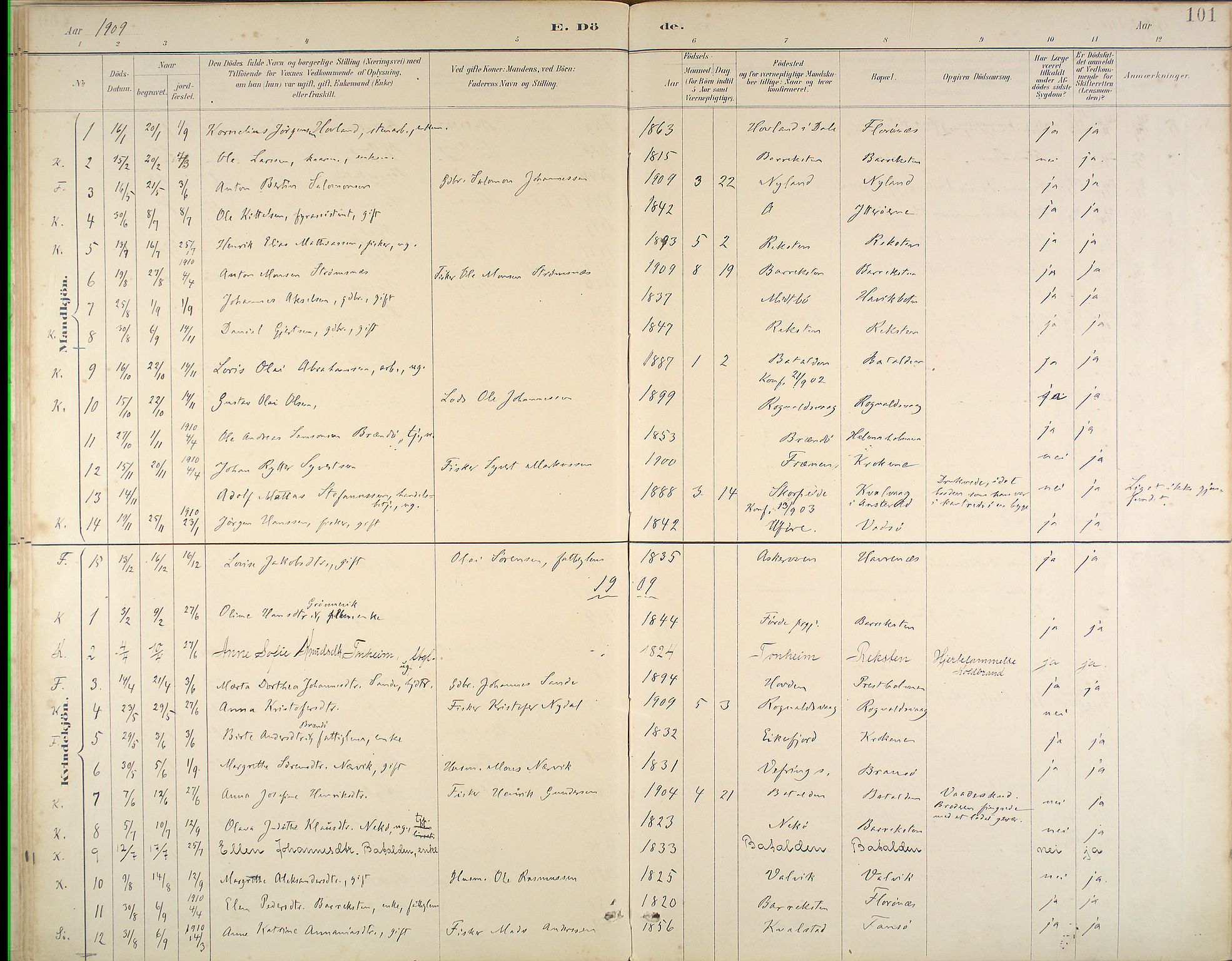 Kinn sokneprestembete, SAB/A-80801/H/Haa/Haab/L0011: Parish register (official) no. B 11, 1886-1936, p. 101