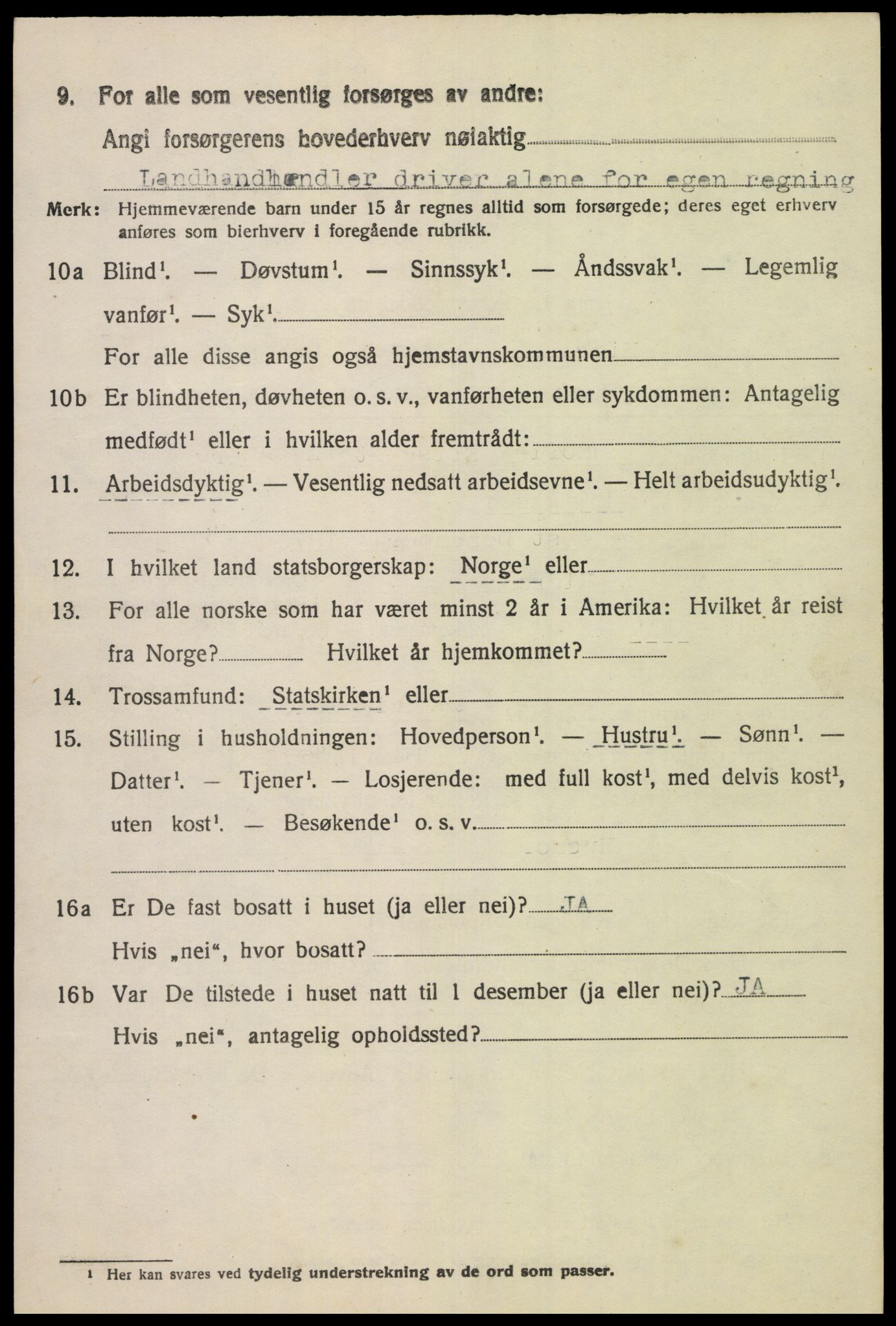 SAK, 1920 census for Hidra, 1920, p. 1543