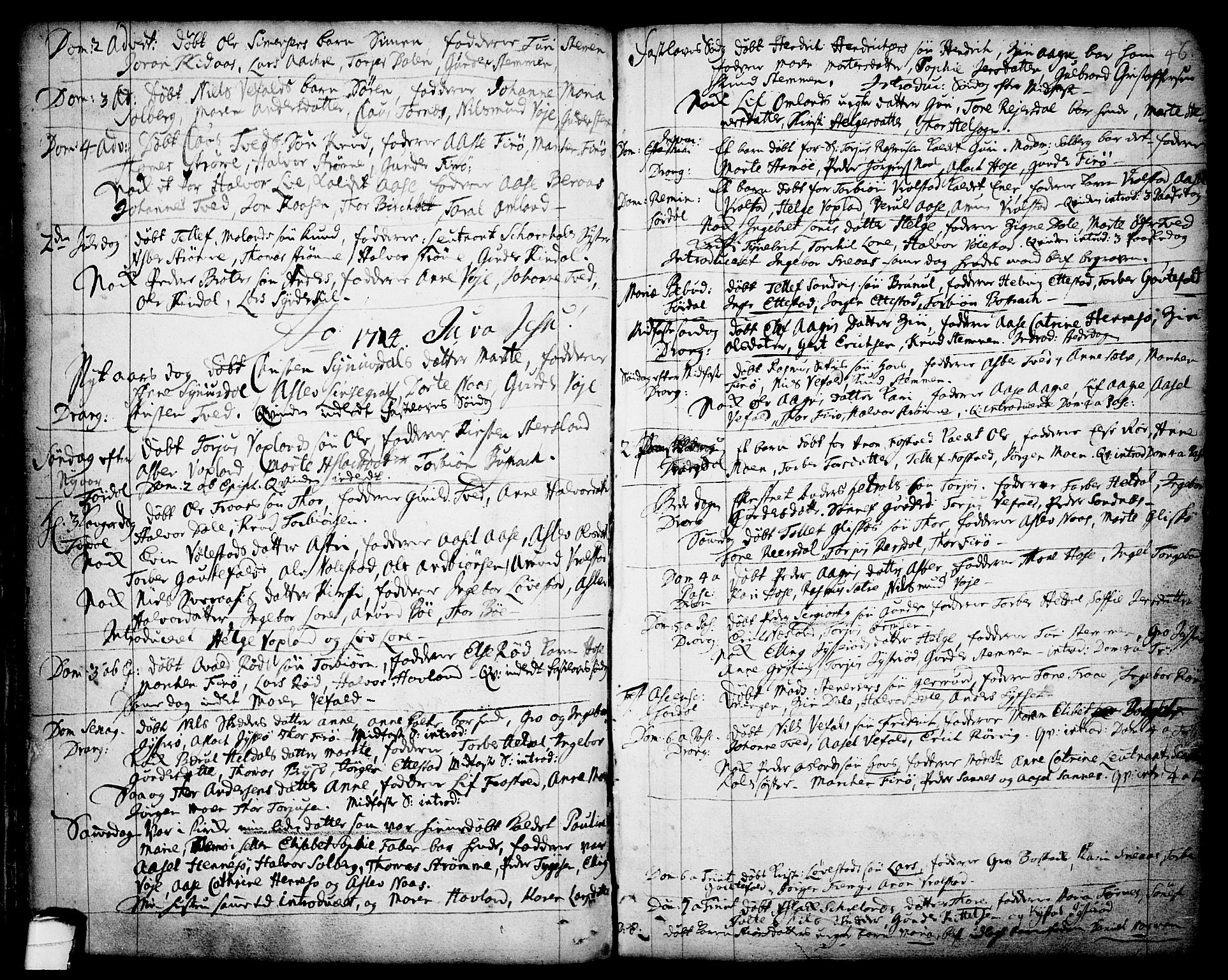 Drangedal kirkebøker, SAKO/A-258/F/Fa/L0001: Parish register (official) no. 1, 1697-1767, p. 46