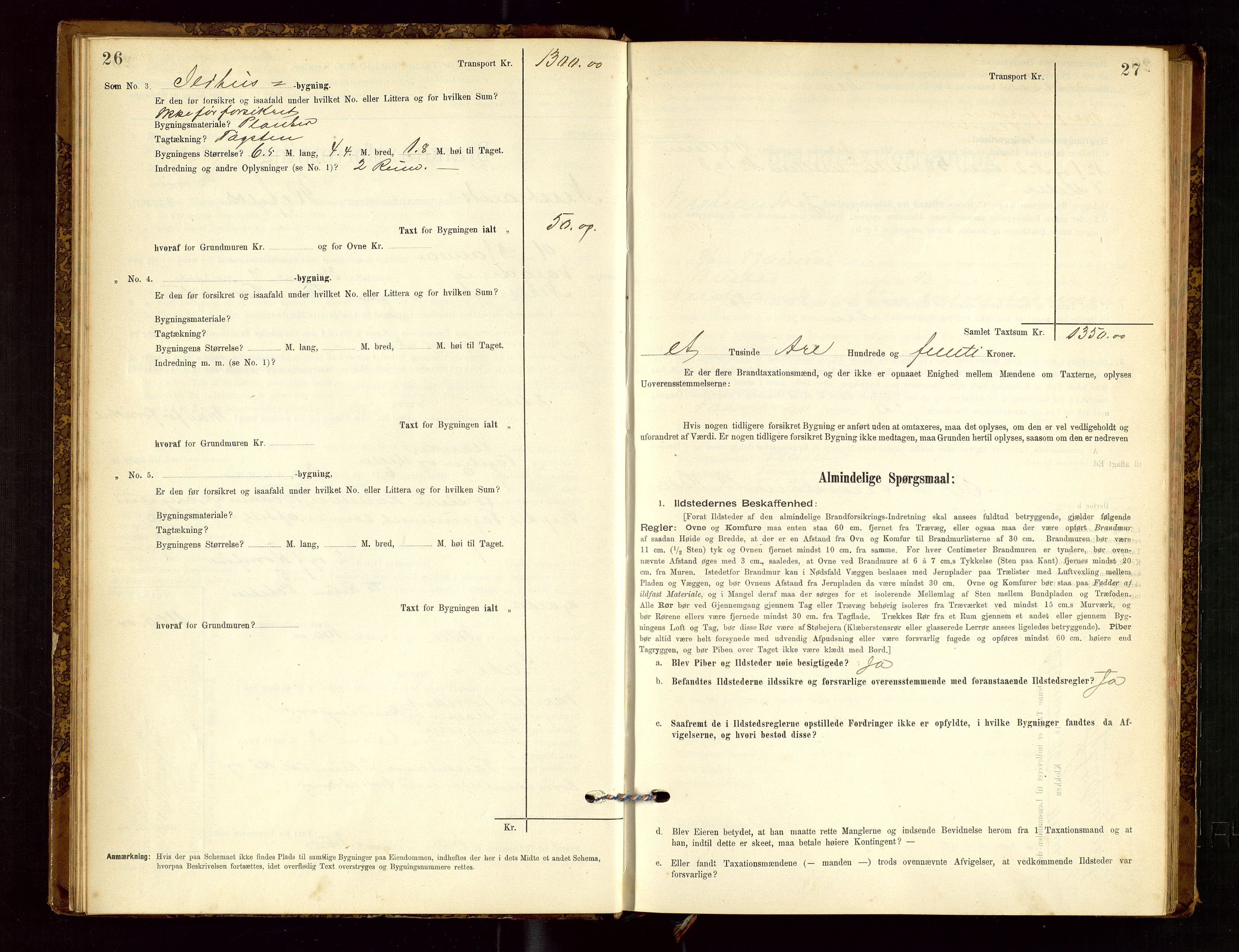 Nedstrand lensmannskontor, AV/SAST-A-100236/Gob/L0001: "Brandtaxationsprotokol for Nerstrand Lensmandsdistrikt Ryfylke fogderi", 1895-1915, p. 26-27