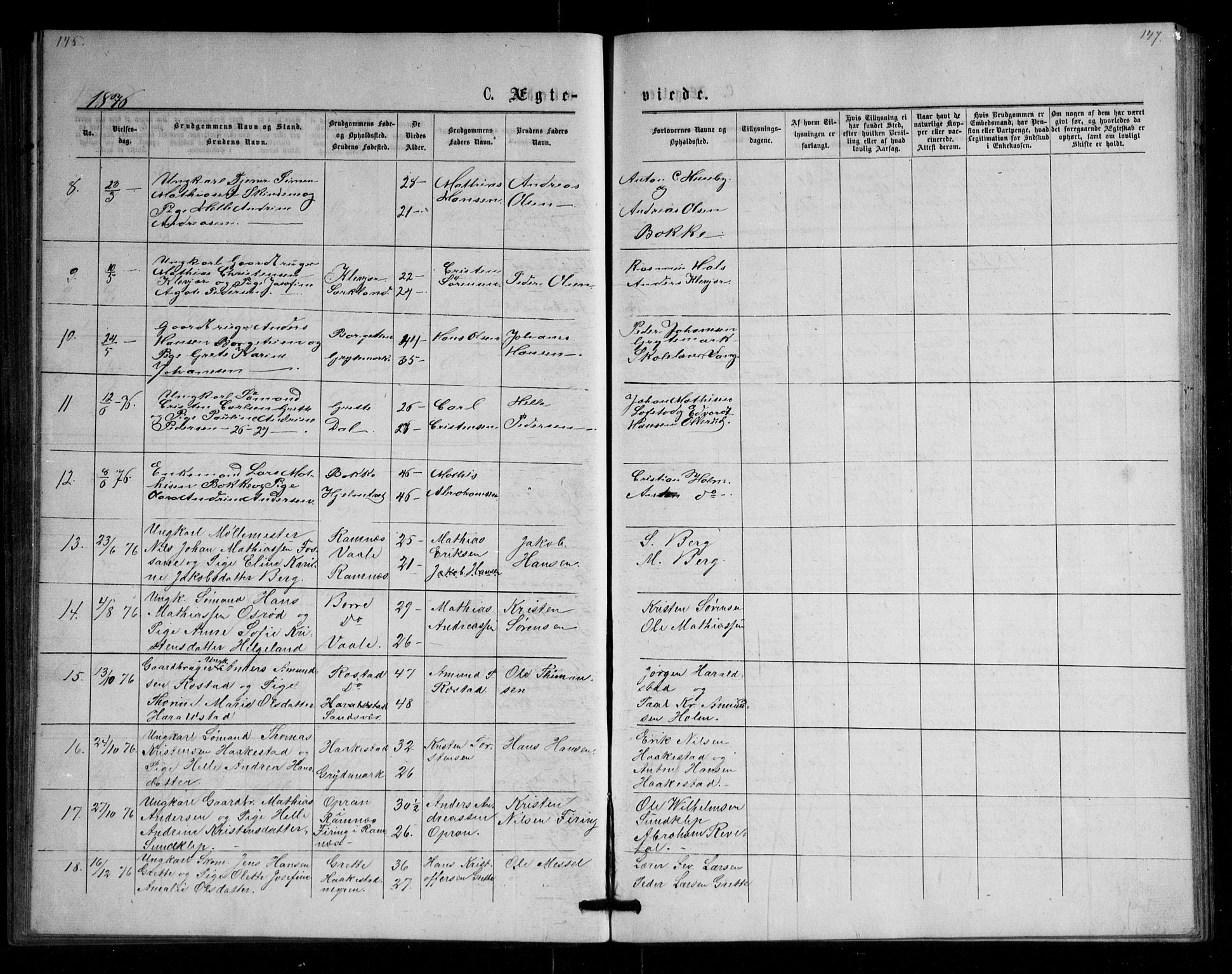 Våle kirkebøker, SAKO/A-334/G/Ga/L0004a: Parish register (copy) no. I 4, 1874-1893, p. 146-147