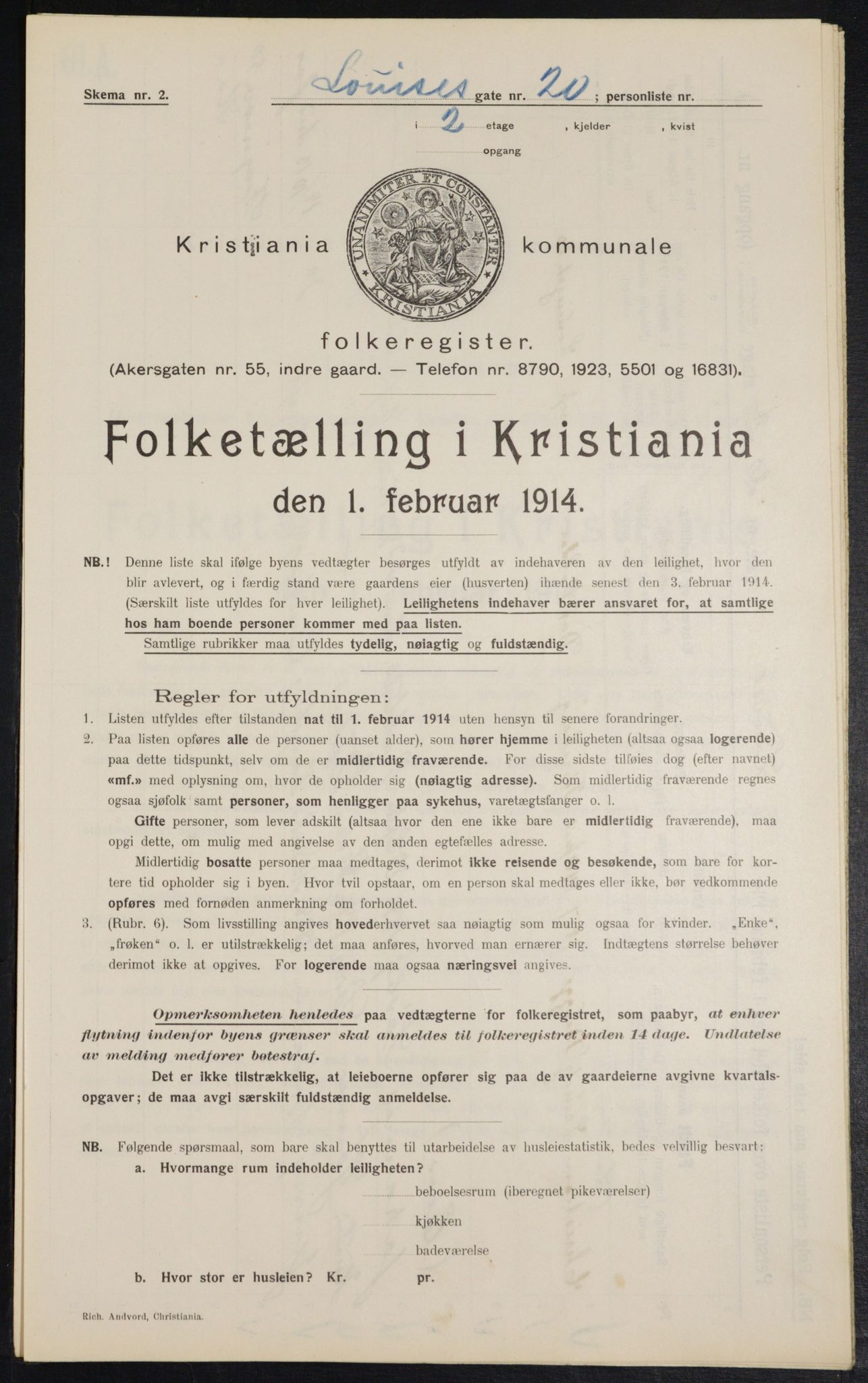 OBA, Municipal Census 1914 for Kristiania, 1914, p. 58335