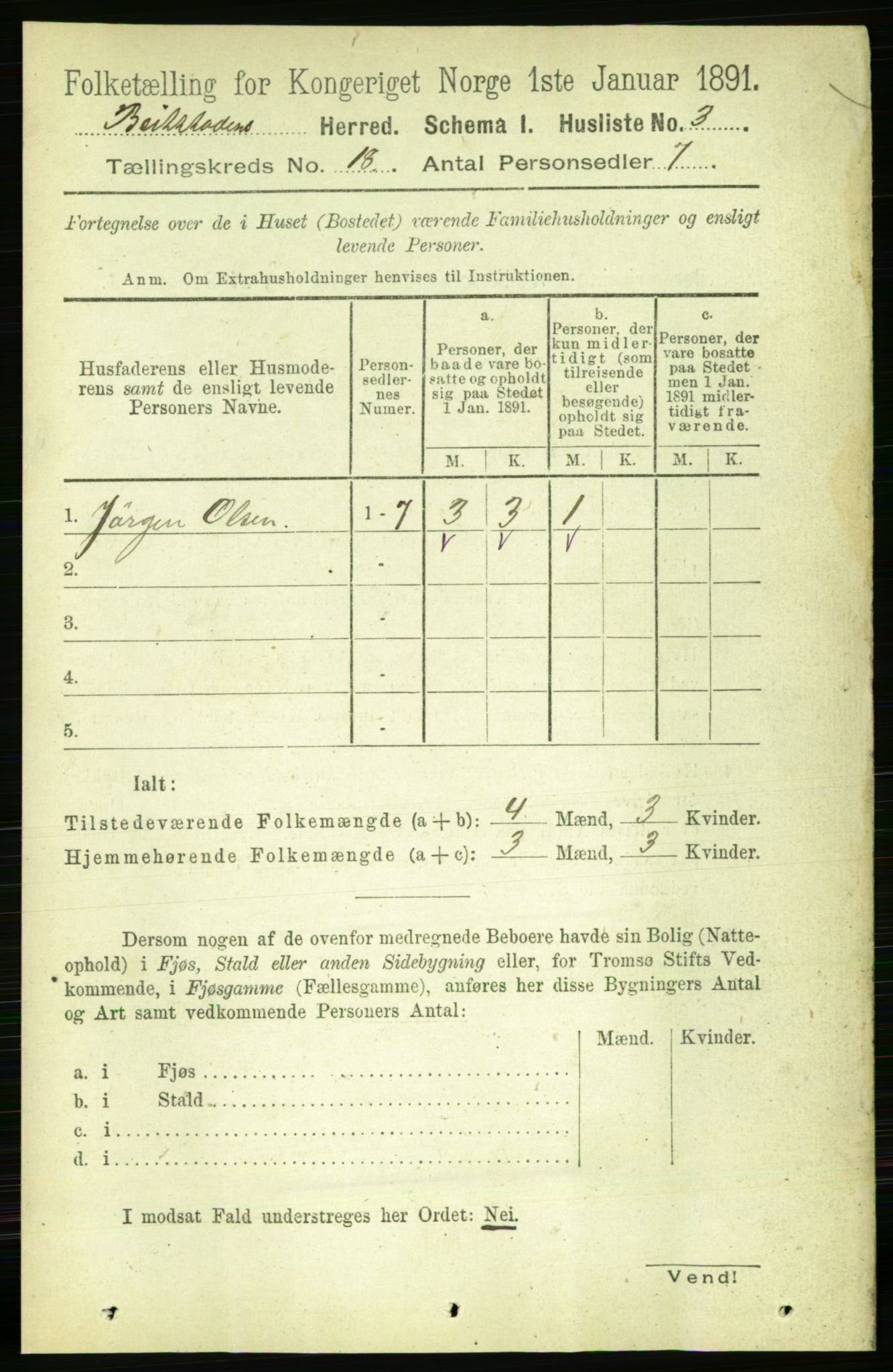 RA, 1891 census for 1727 Beitstad, 1891, p. 4591