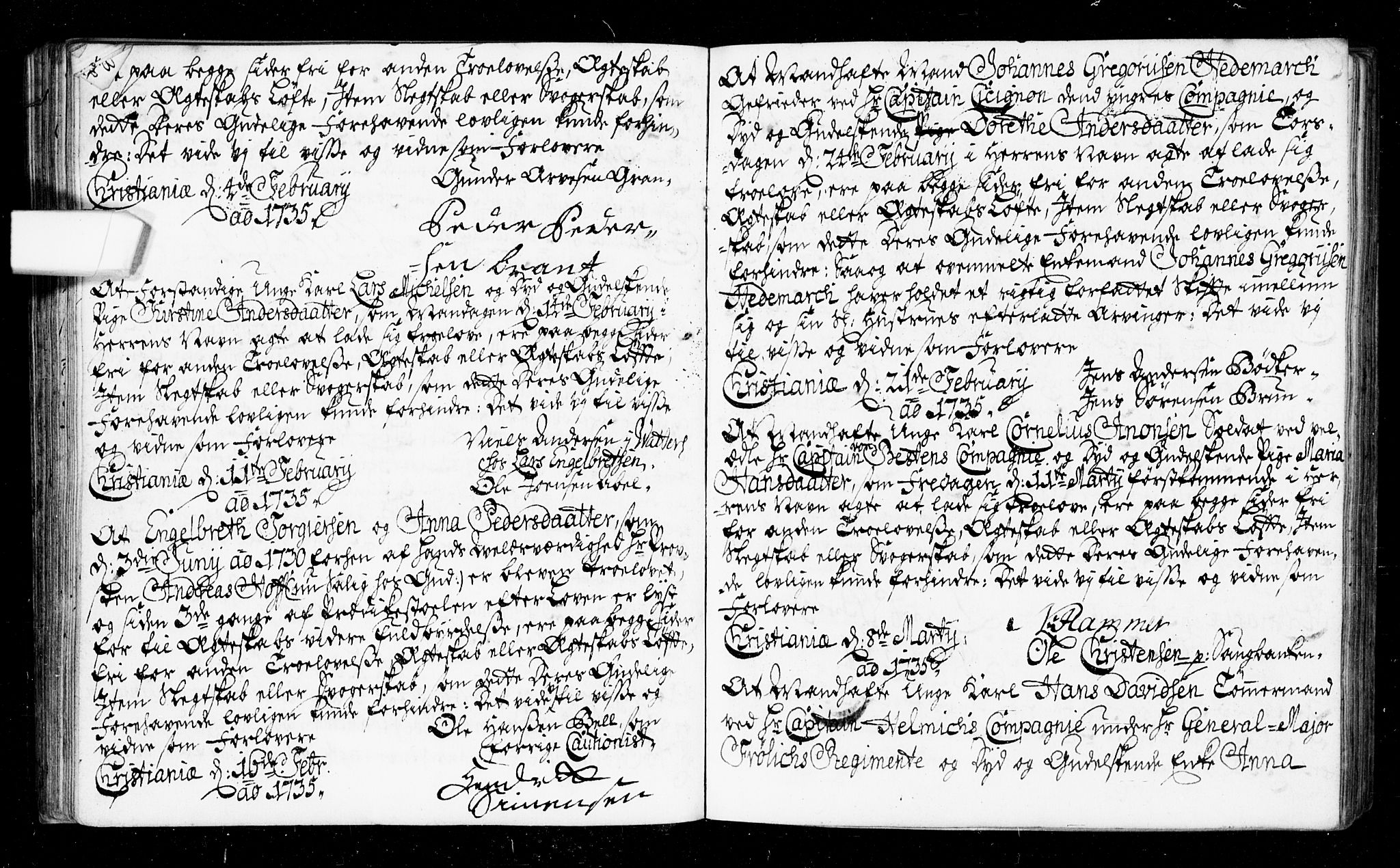 Oslo domkirke Kirkebøker, AV/SAO-A-10752/L/La/L0006: Best man's statements no. 6, 1731-1743