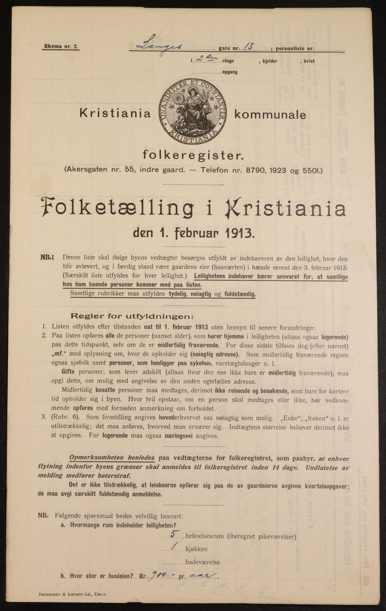 OBA, Municipal Census 1913 for Kristiania, 1913, p. 56153