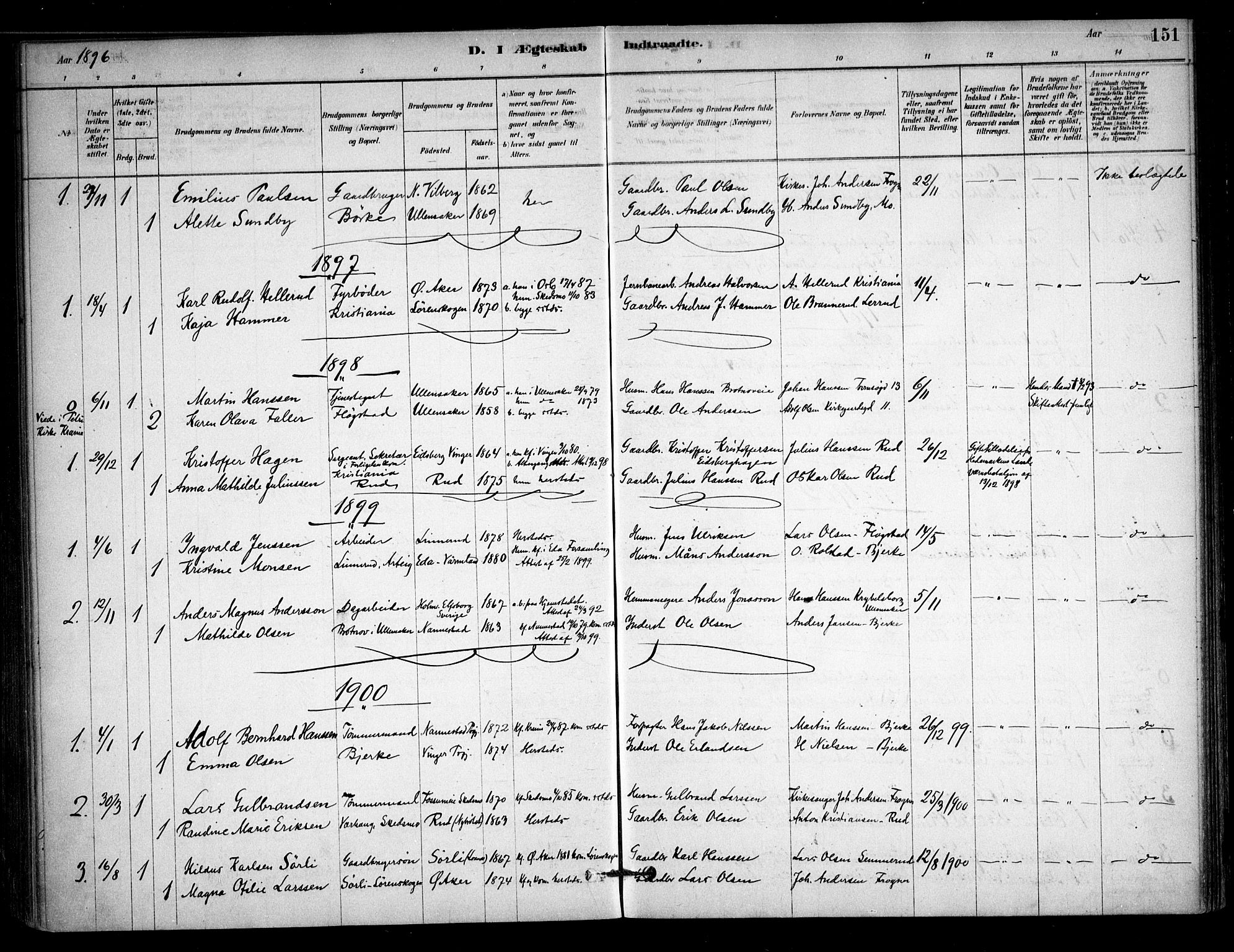 Sørum prestekontor Kirkebøker, AV/SAO-A-10303/F/Fb/L0001: Parish register (official) no. II 1, 1878-1915, p. 151