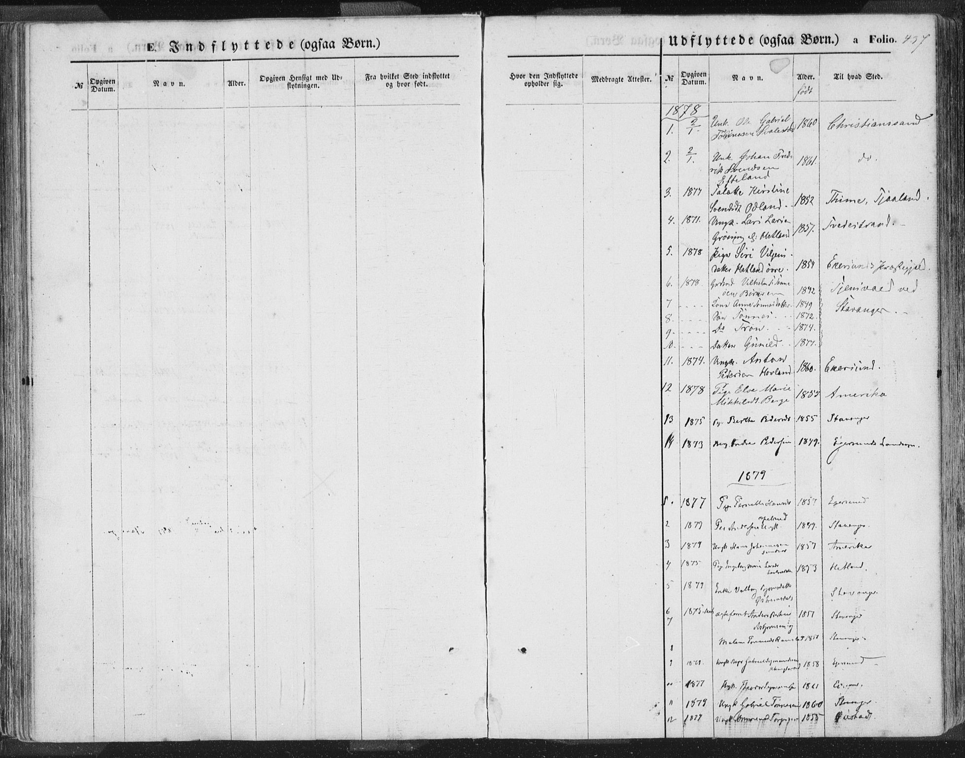 Helleland sokneprestkontor, SAST/A-101810: Parish register (official) no. A 7.2, 1863-1886, p. 437