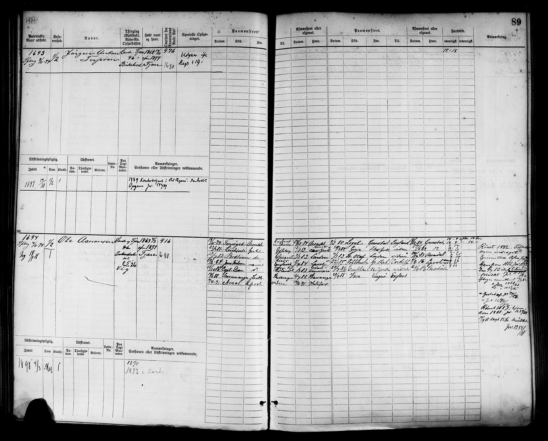 Grimstad mønstringskrets, AV/SAK-2031-0013/F/Fb/L0003: Hovedrulle nr 1517-2276, F-6, 1877-1888, p. 95