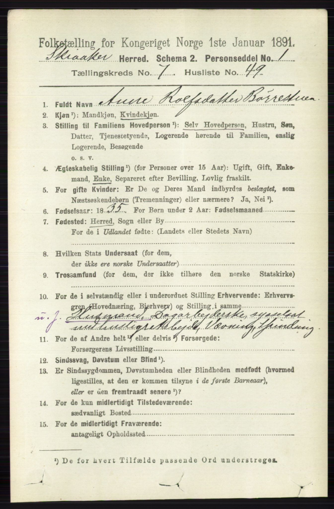 RA, 1891 census for 0513 Skjåk, 1891, p. 2596