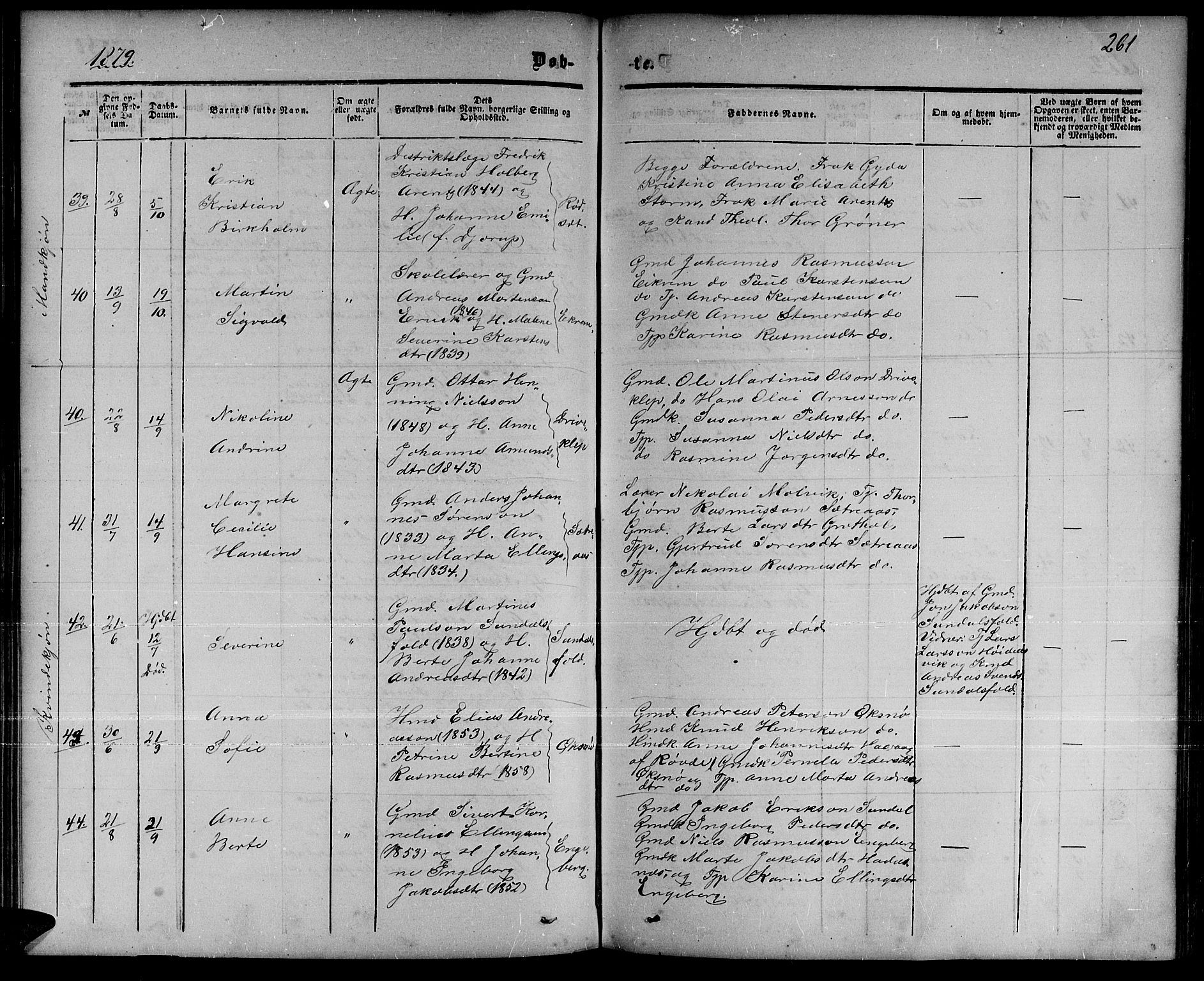 Ministerialprotokoller, klokkerbøker og fødselsregistre - Møre og Romsdal, AV/SAT-A-1454/511/L0157: Parish register (copy) no. 511C03, 1864-1884, p. 261