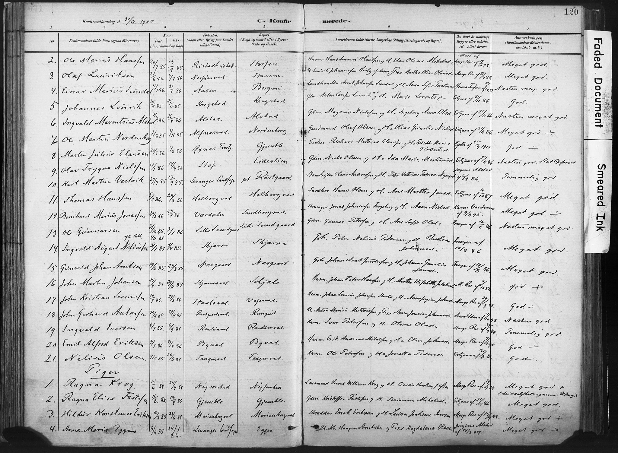 Ministerialprotokoller, klokkerbøker og fødselsregistre - Nord-Trøndelag, SAT/A-1458/717/L0162: Parish register (official) no. 717A12, 1898-1923, p. 120