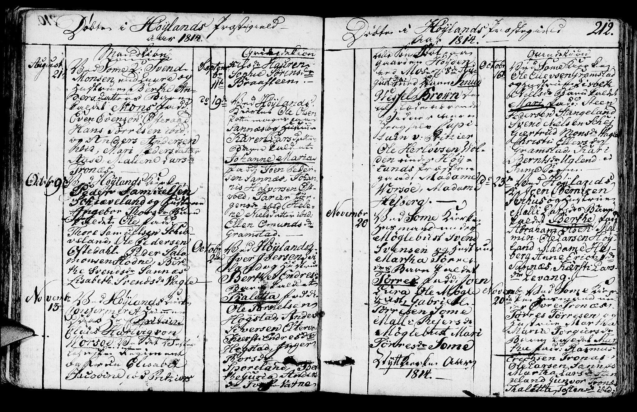 Høyland sokneprestkontor, SAST/A-101799/001/30BA/L0005: Parish register (official) no. A 5, 1804-1815, p. 212